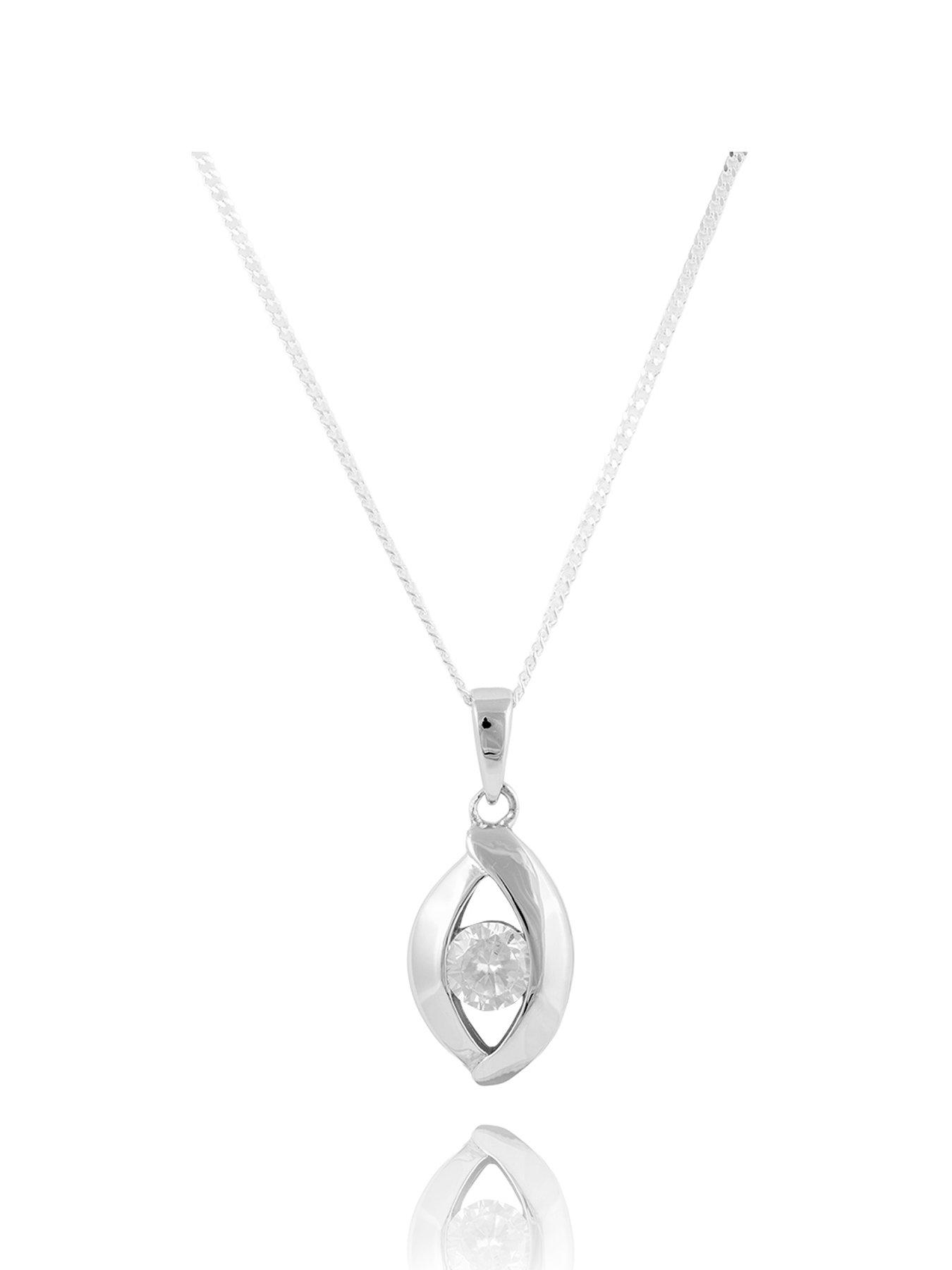 Image 1 of 3 of The Love Collection Sterling Silver CZ Evil Eye Pendant