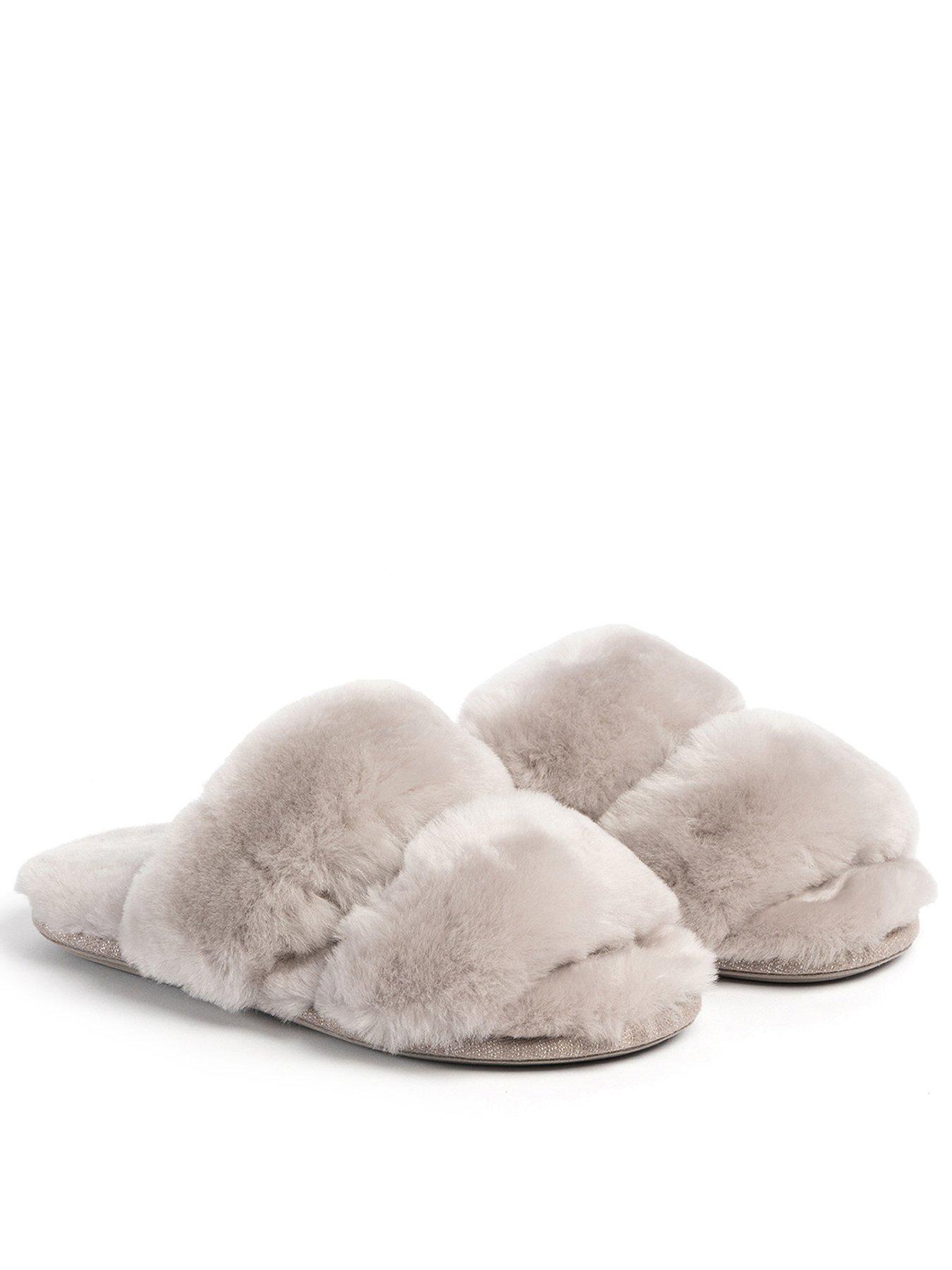 Just Sheepskin Ladies Poppy Open Toe Sheepskin Slider - Dove