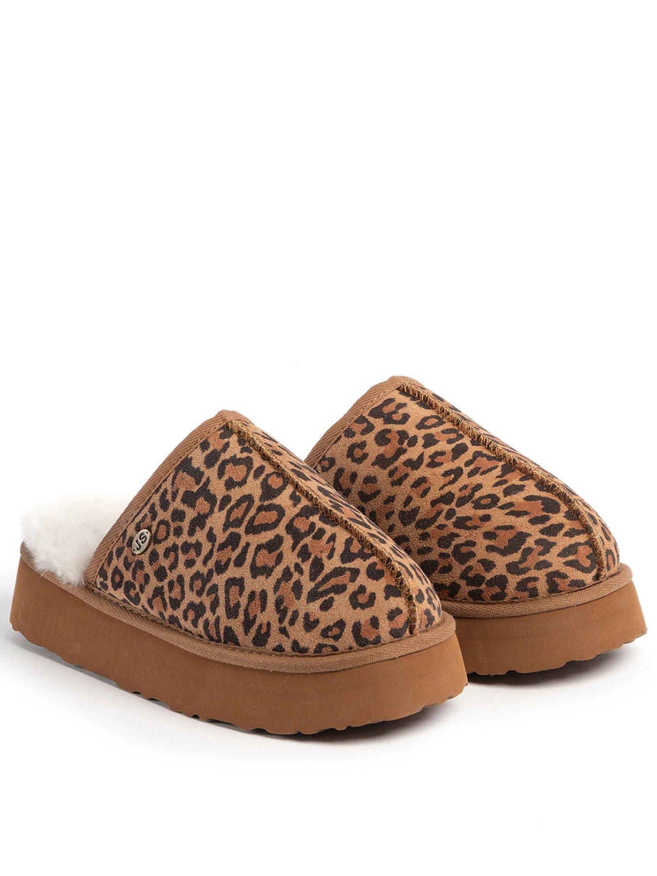 Just Sheepskin Ladies Mabel Sheepskin Platform Mule Slipper - Chestnut Animal