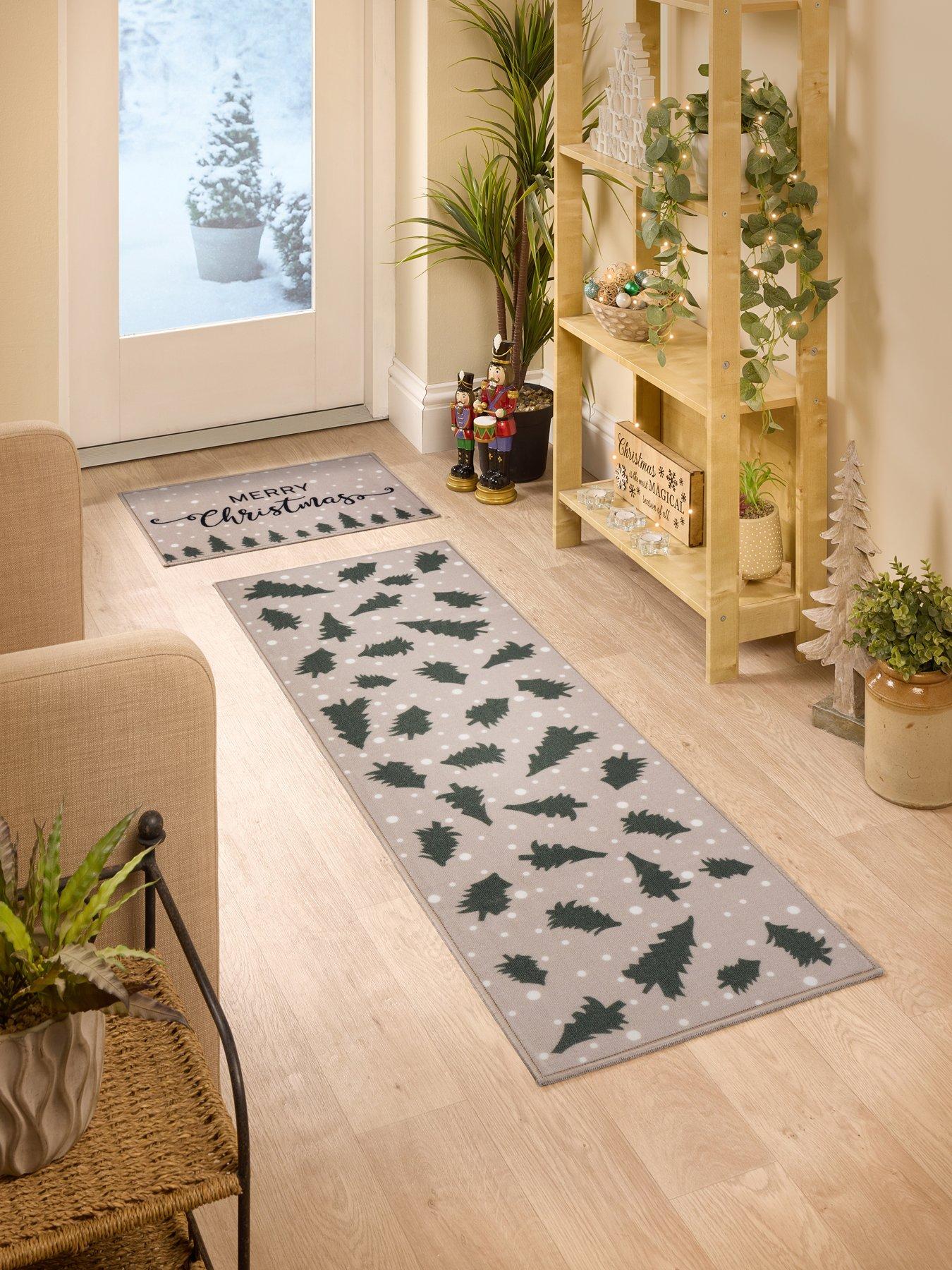 The Very Collection Merry Christmas Tree Doormat and Runner Set 40x60/50x150cm - Beige
