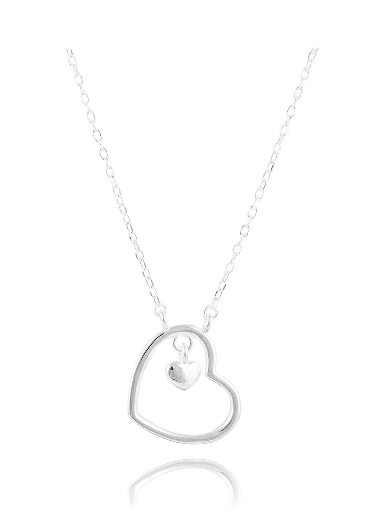 The Love Collection Sterling Silver Double Heart Necklace