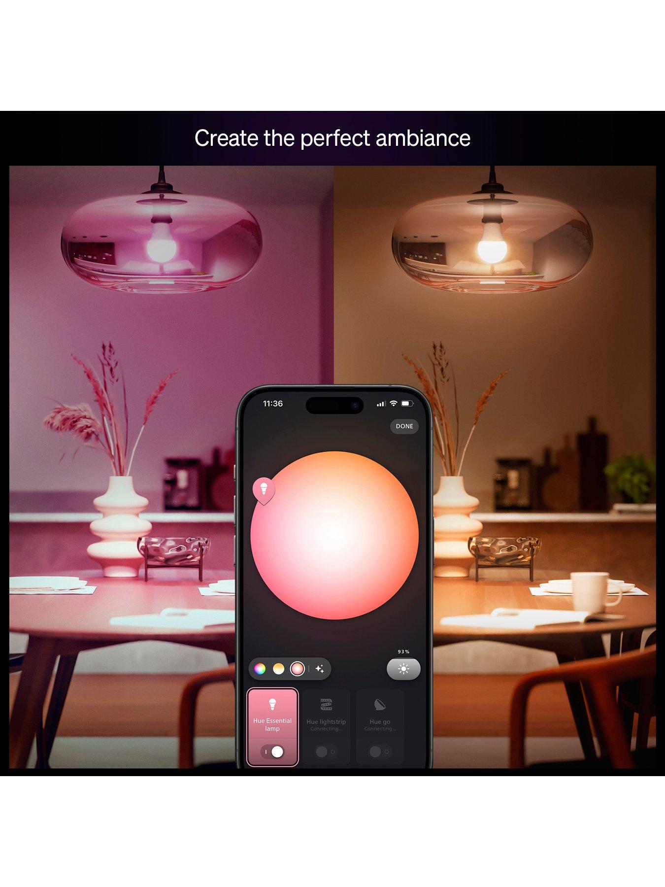 Image 3 of 7 of Philips Hue Hue Essentials Colour A60 B22 2-pack and bridge