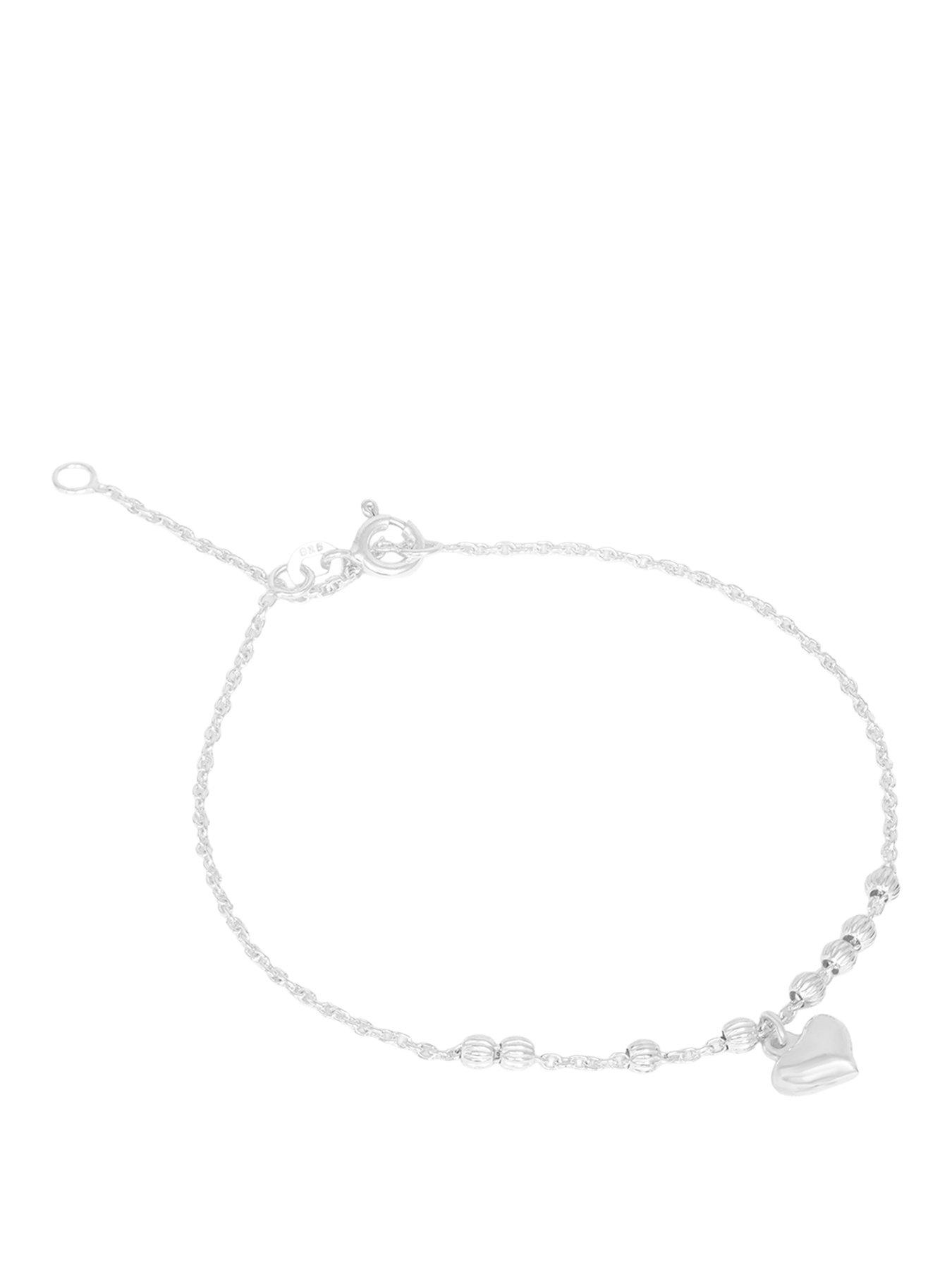 The Love Collection Sterling Silver Bracelet with Heart Charm