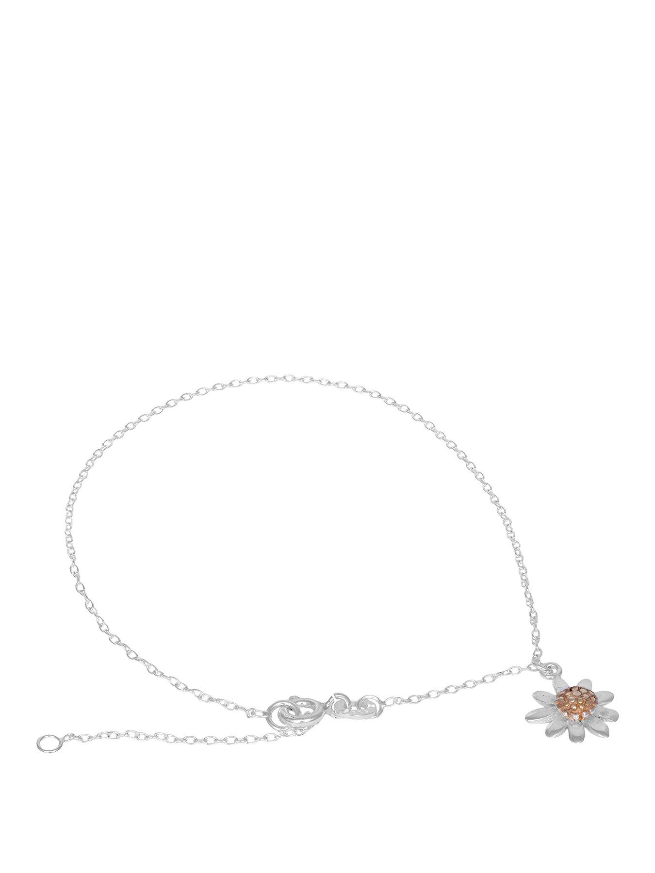 The Love Collection Extendable Sterling Silver Bracelet with Sunflower Charm