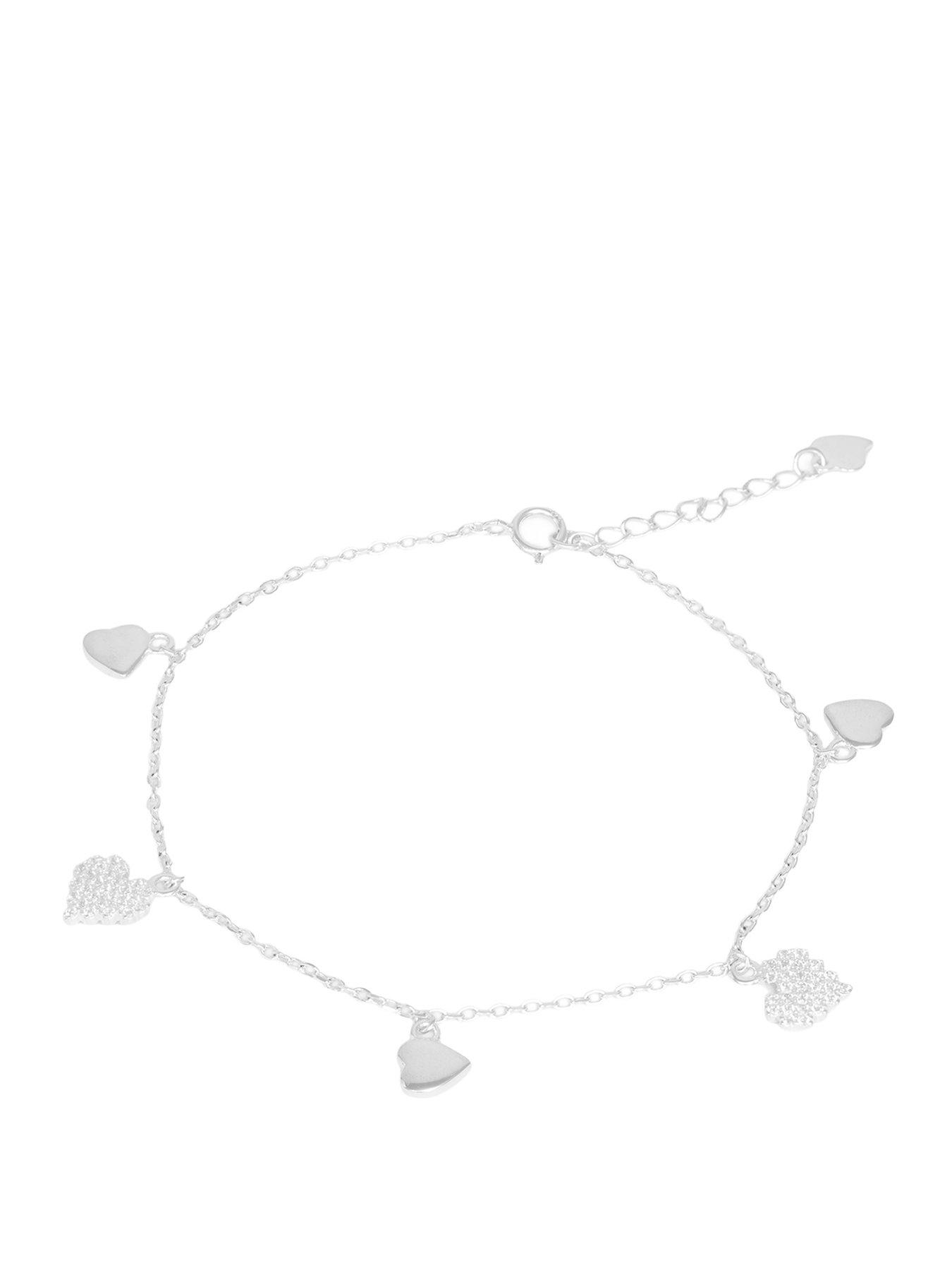 The Love Collection Sterling Silver Pixelated Heart CZ Bracelet