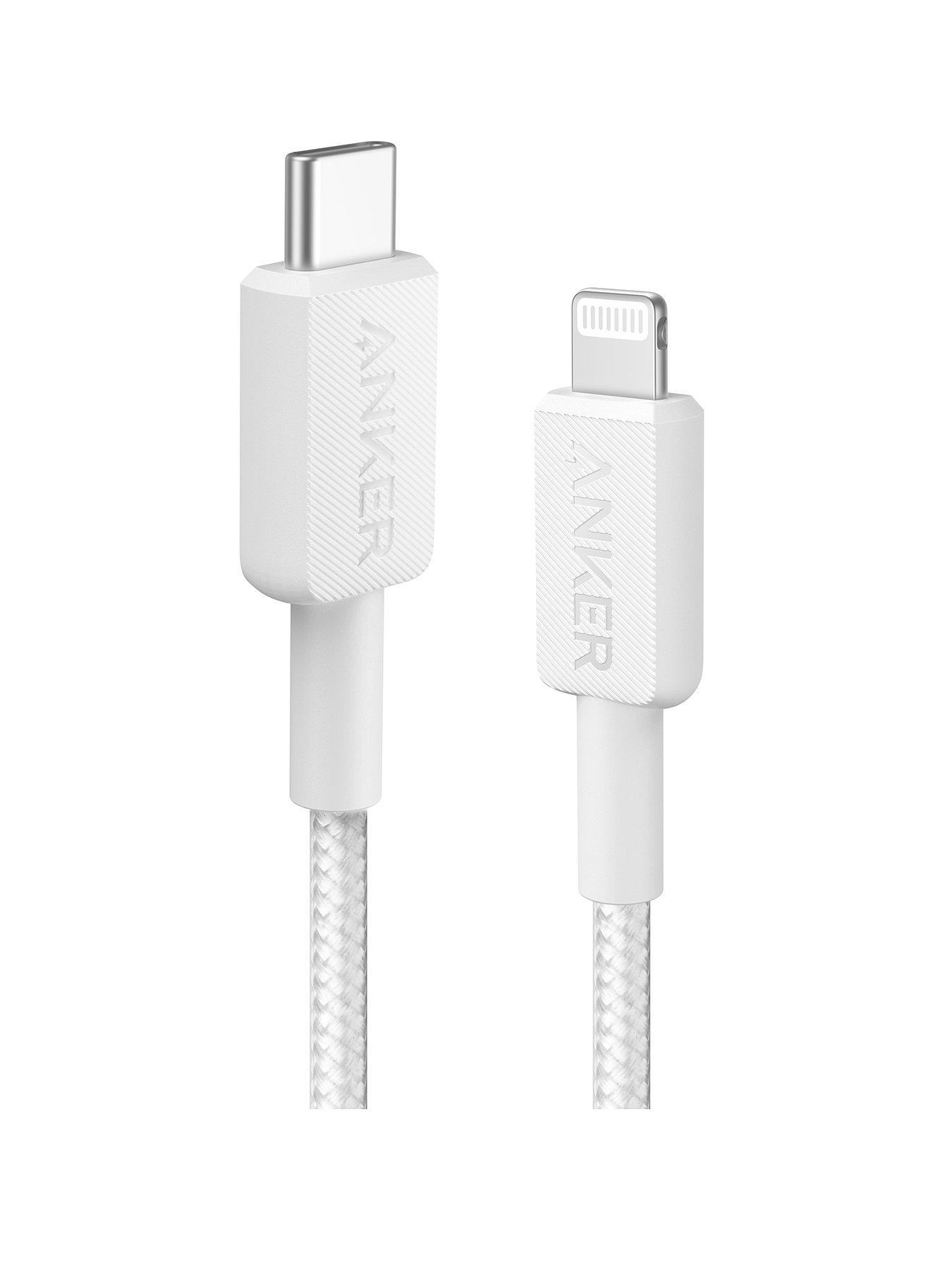 Anker 322 USB-C to Lightning Cable (6ft Braided), White