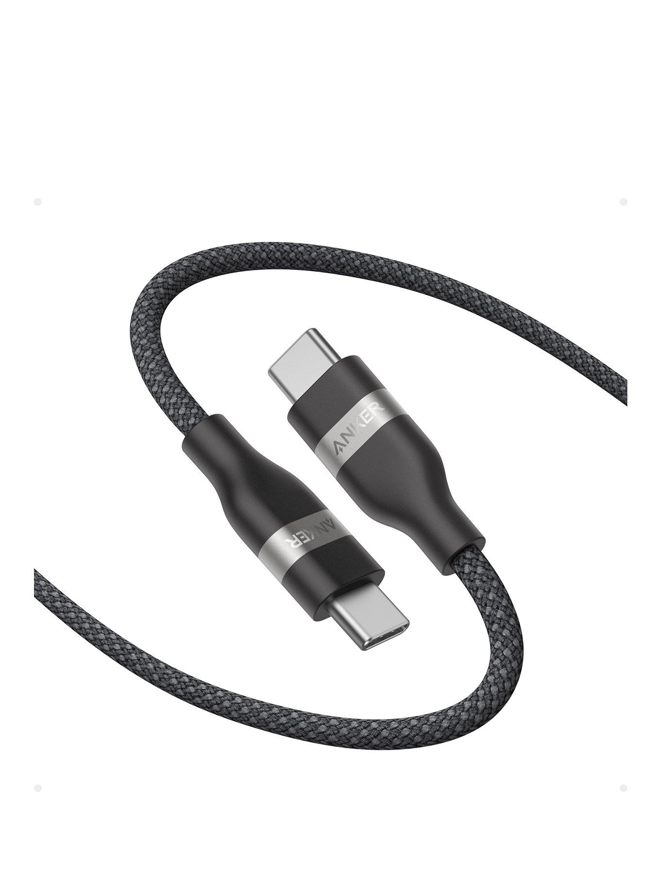 Anker USB-C to USB-C Cable (3ft, 240W, Upcycled-Braided), White