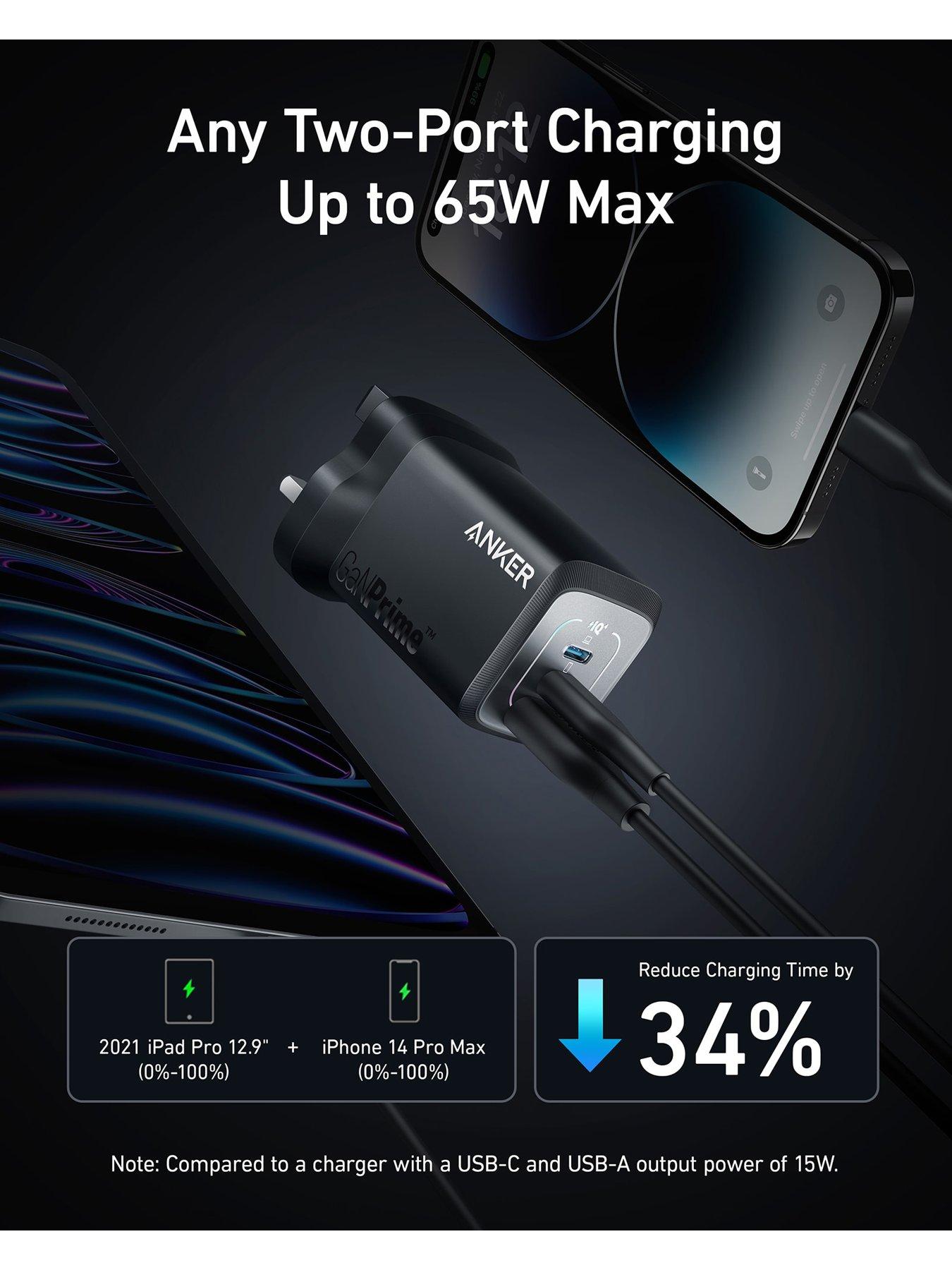 Image 3 of 6 of Anker Prime 67W GaN Wall Charger (3 Ports), Black