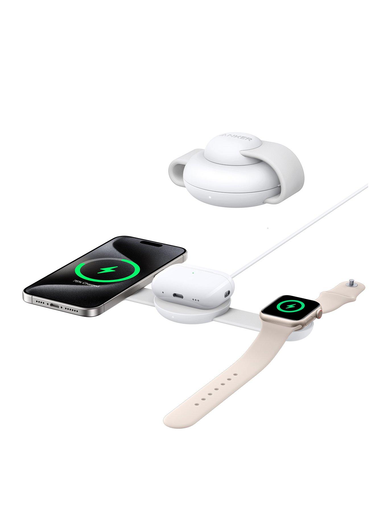 Anker Qi2 15W Foldable 3-In-1 Wireless Charging Pad, White