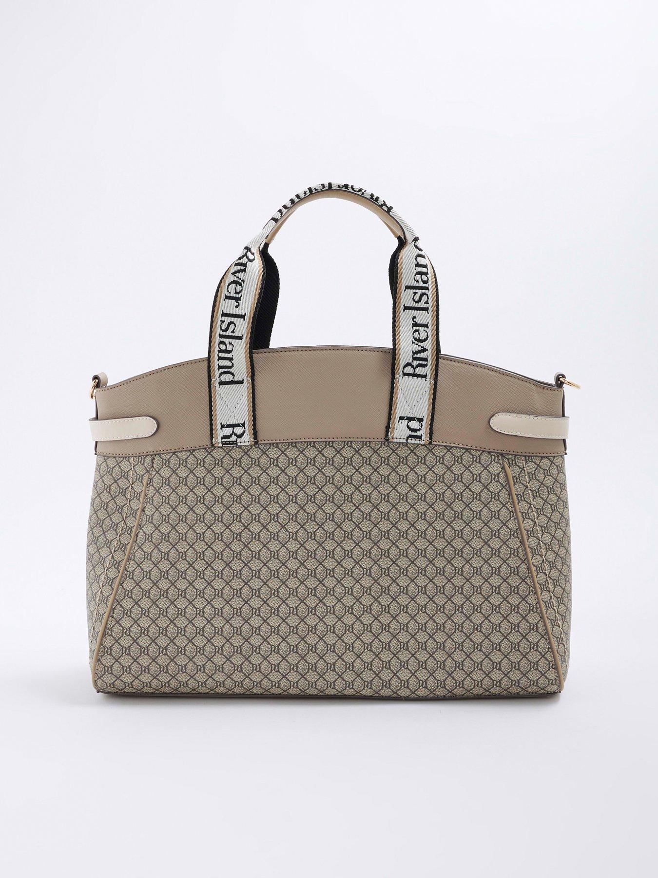 Image 3 of 6 of River Island Panelled Webbing Handle Tote - Cream
