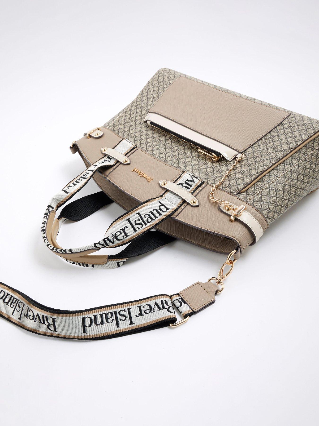 Image 5 of 6 of River Island Panelled Webbing Handle Tote - Cream