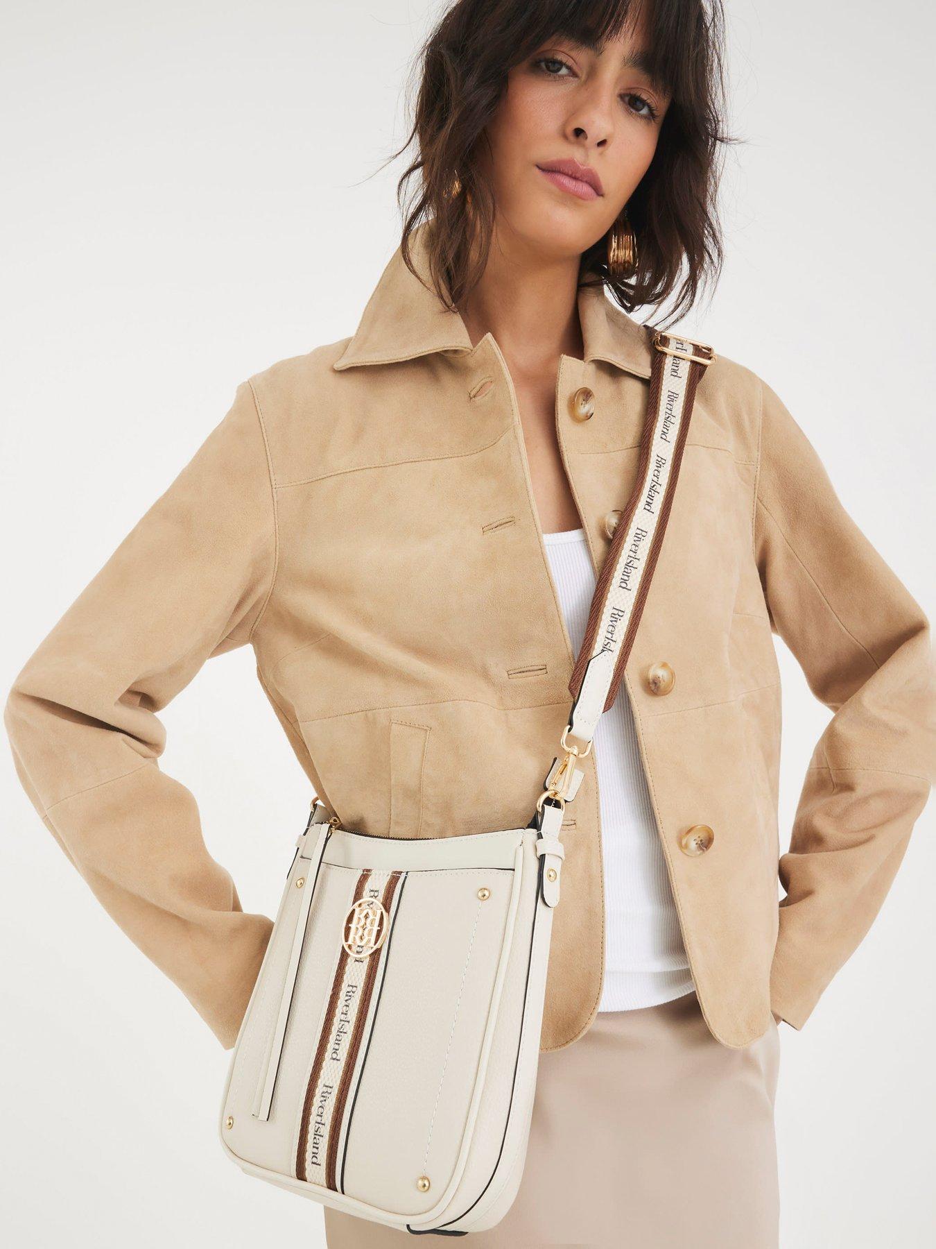 River Island Webbing Pocket Messenger Bag - Cream