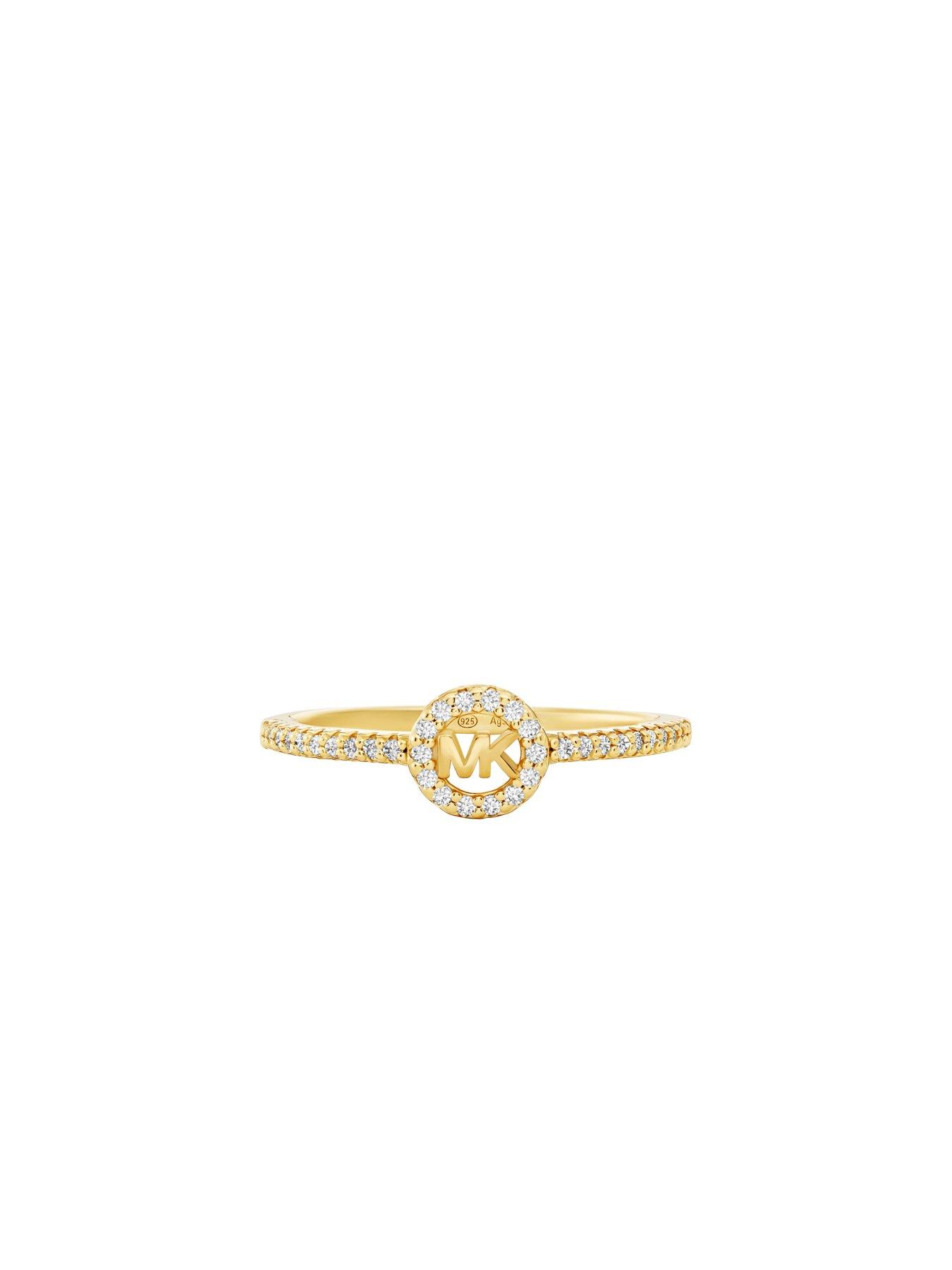 Image 3 of 4 of Michael Kors 14k Gold-Plated Sterling Silver Pav&eacute;&nbsp;Logo Ring