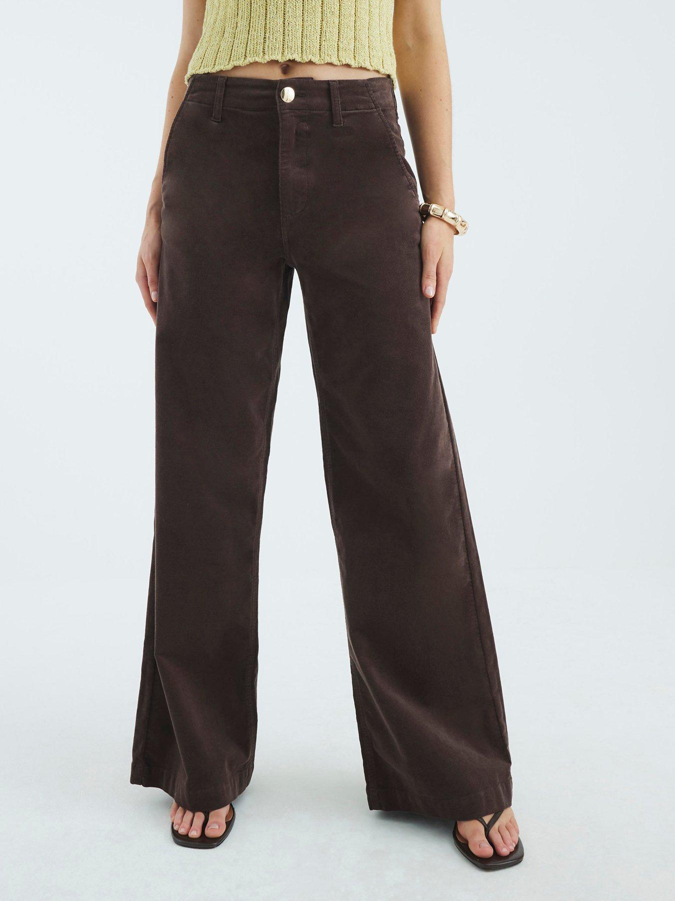 undefined Cord Palazzo Jeans- Brown