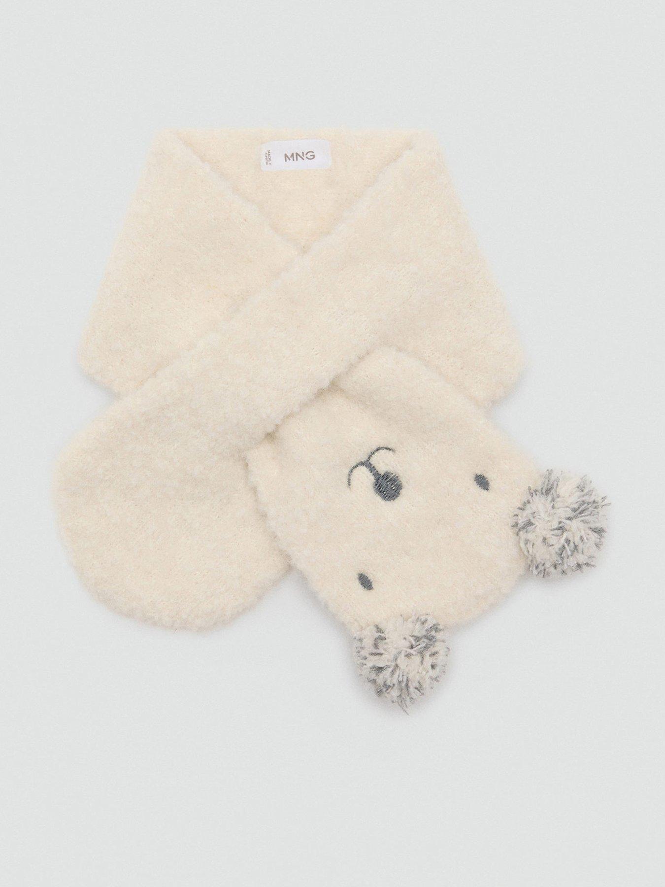 Mango Younger Girls Bear Face Co-Ord Scarf - Cream