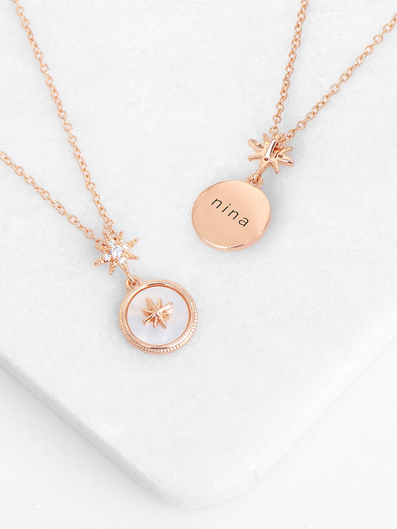 Treat Republic Personalised North Star Necklace In Rose Gold - Multi