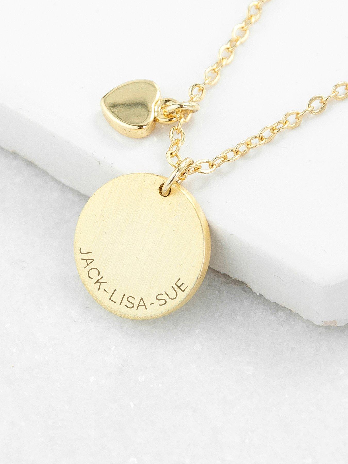 Treat Republic Personalised Heart and Disc Family Necklace in Gold