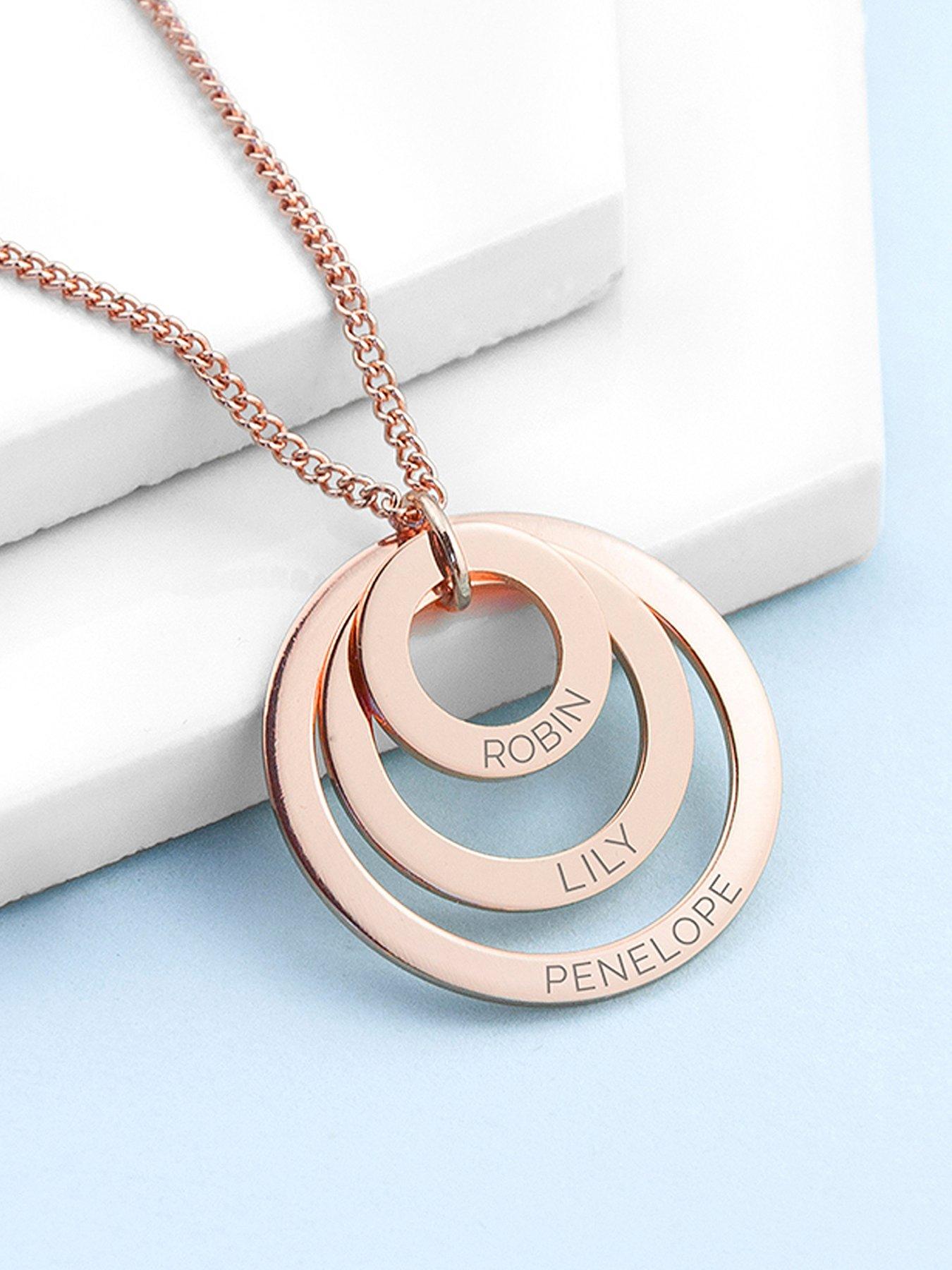 Treat Republic Personalised Rings of Love Necklace in Rose Gold