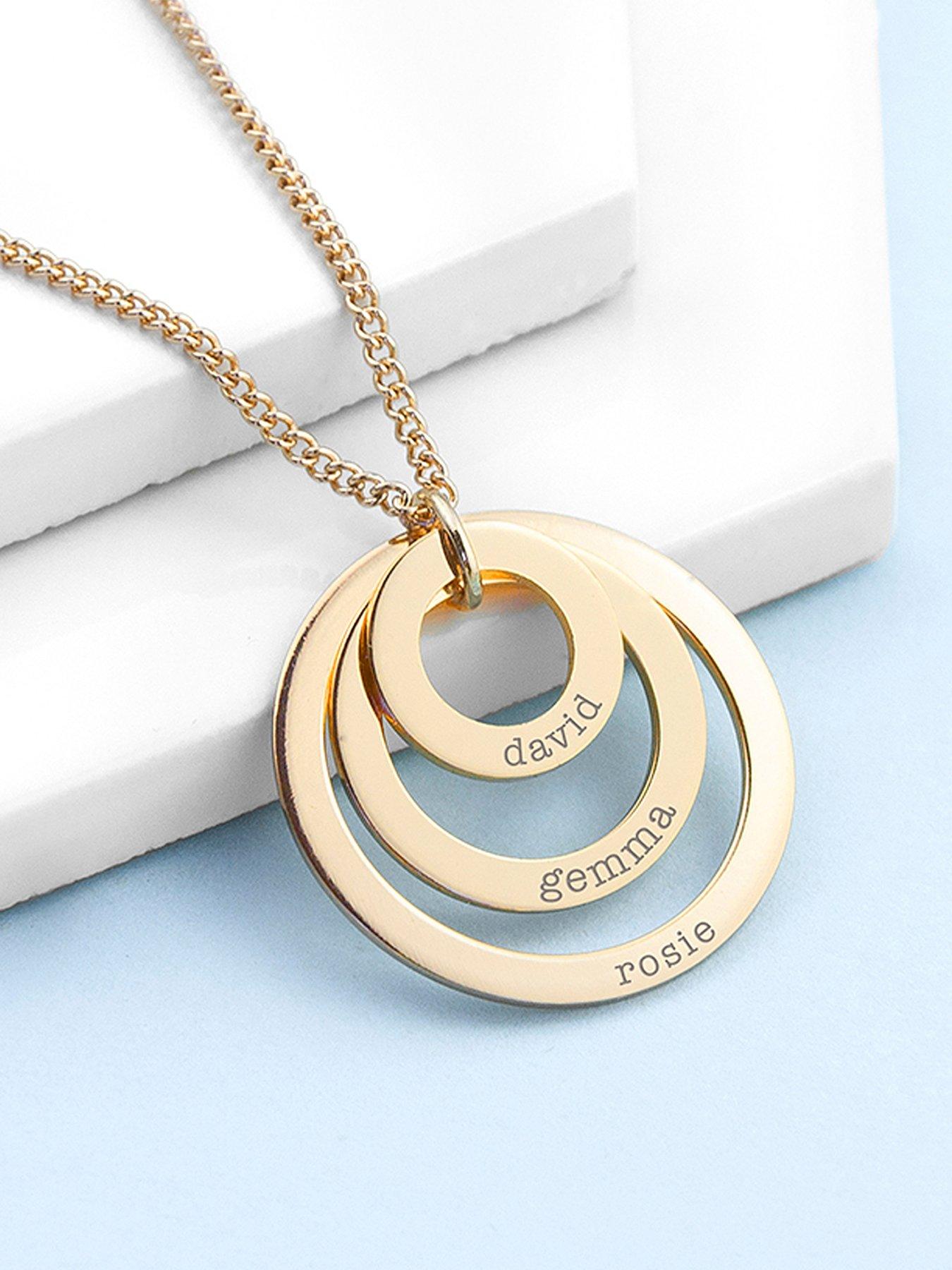 Treat Republic Personalised Rings of Love Necklace in Gold