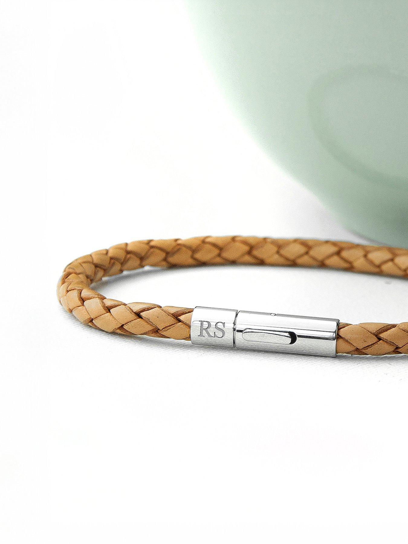 Treat Republic Personalised Men's Capsule Tube Woven Bracelet in Tan