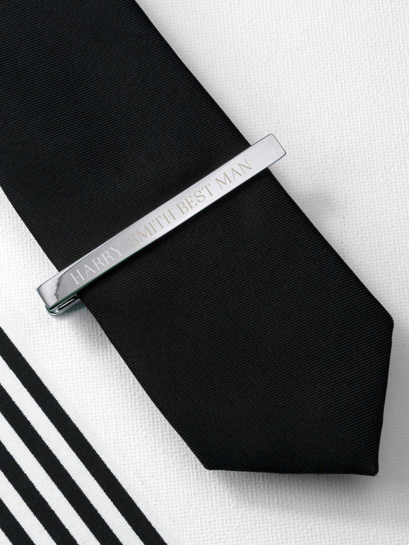 Image 2 of 5 of Treat Republic Personalised Rhodium Plated Tie Clip