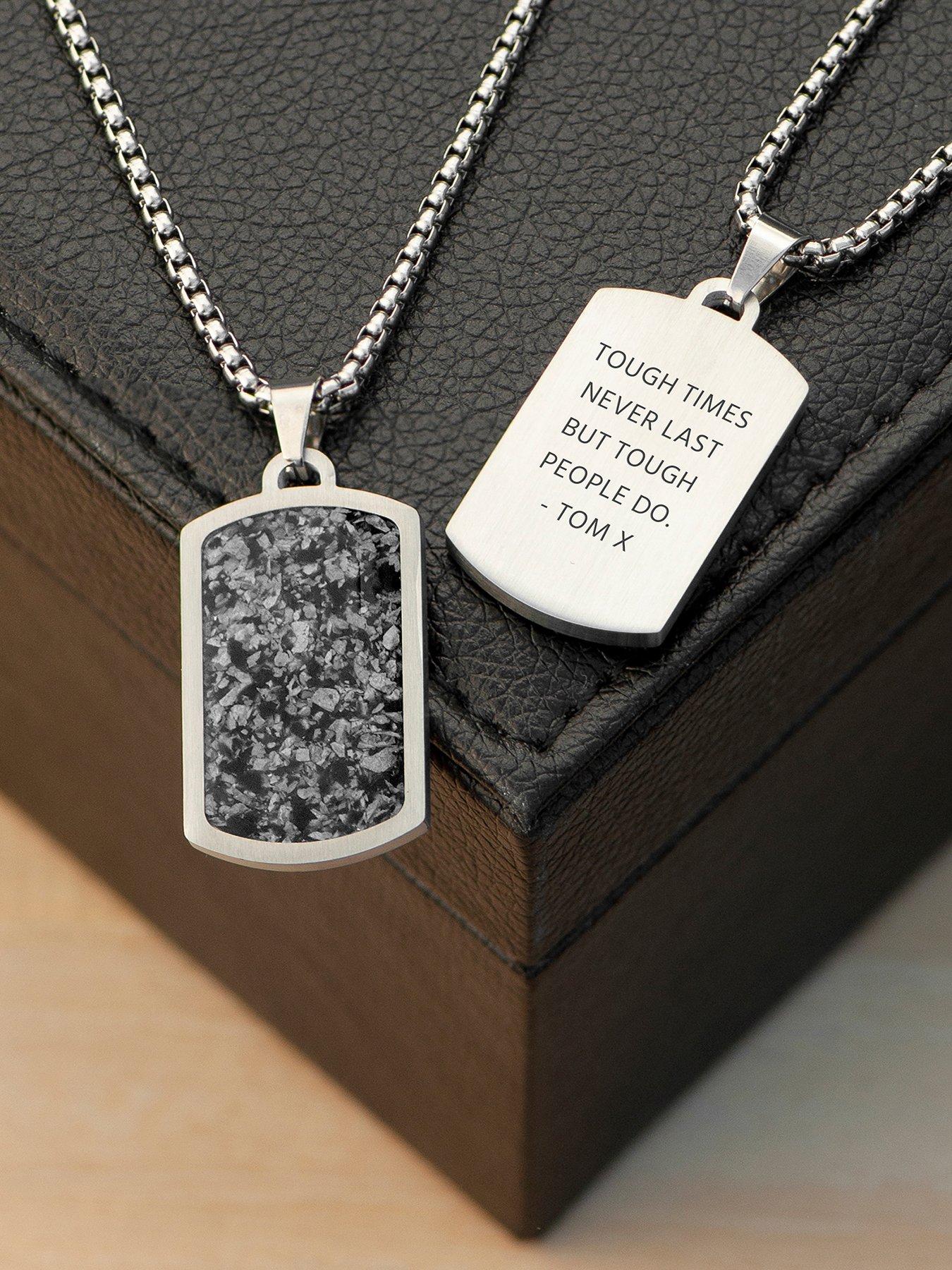 Treat Republic Personalised Men'S Snowflake Obsidian Dog Tag Necklace