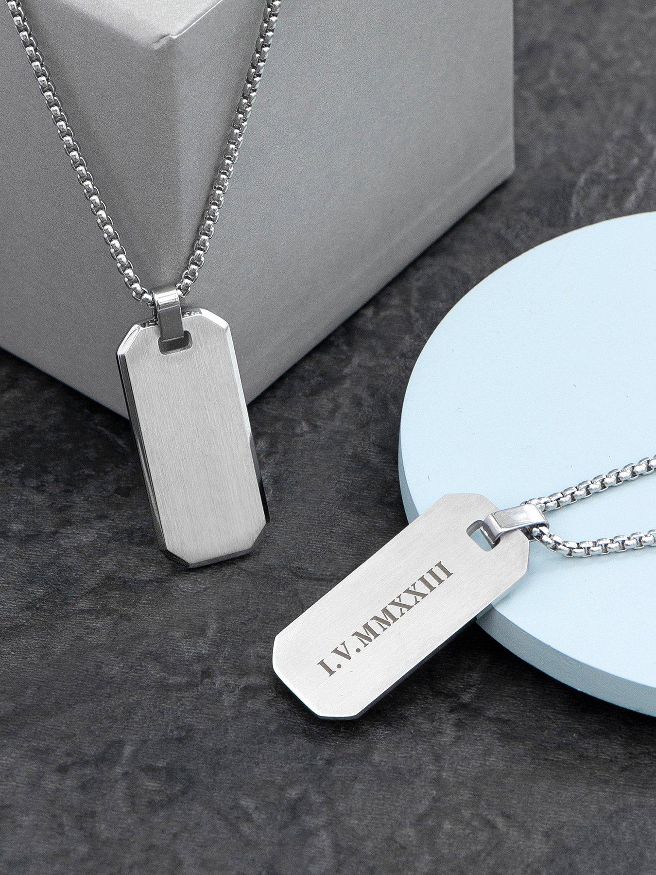 Treat Republic Personalised Men's Brushed Steel Dog Tag Necklace