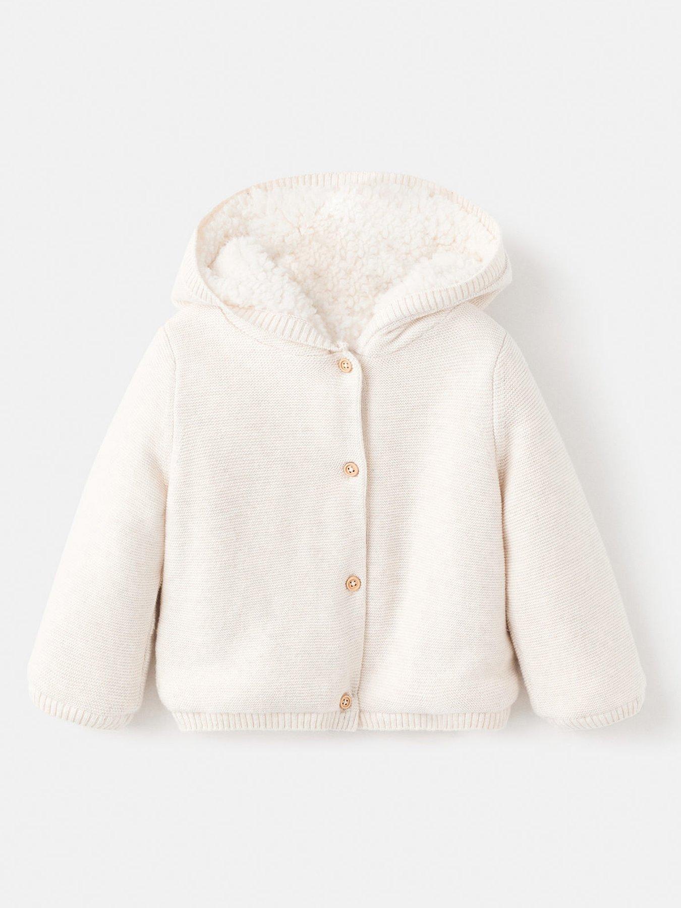 Mango Baby Unisex Borg Lined Knitted Cardigan - Beige