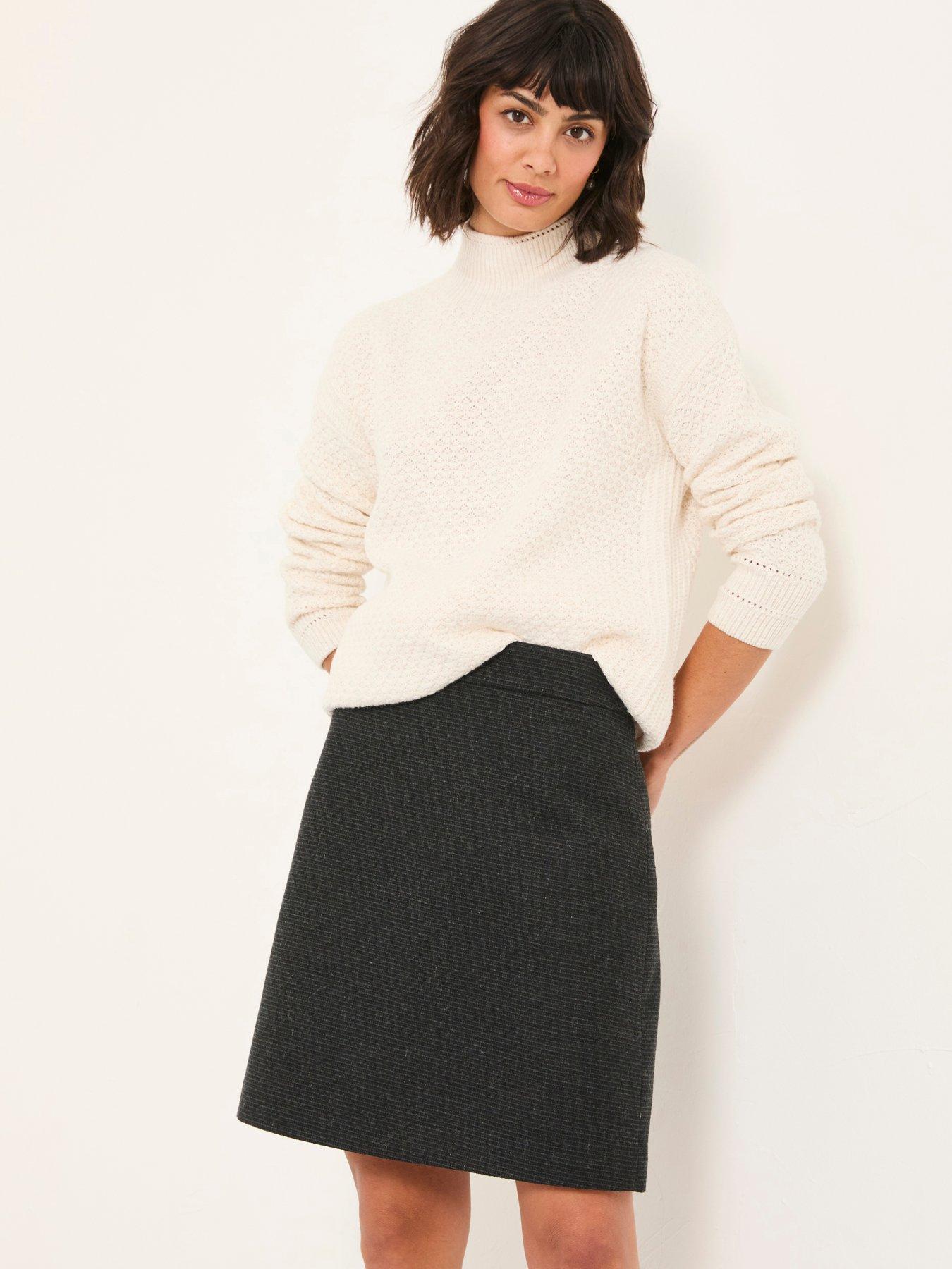 undefined Jess Tweed Skirt - Charcoal Grey