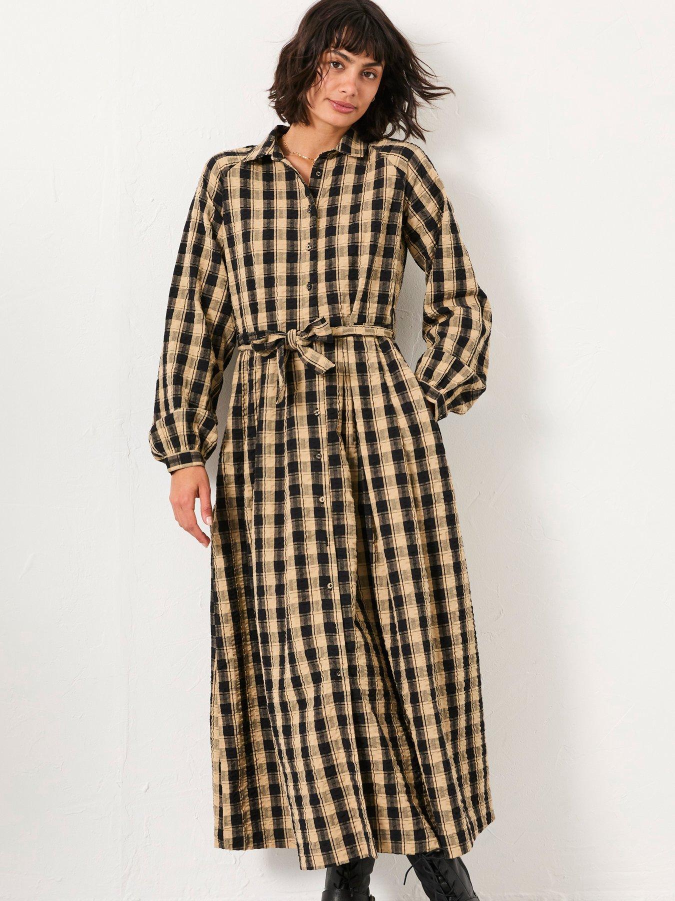 FatFace Ally Check Shirt Dress - Black