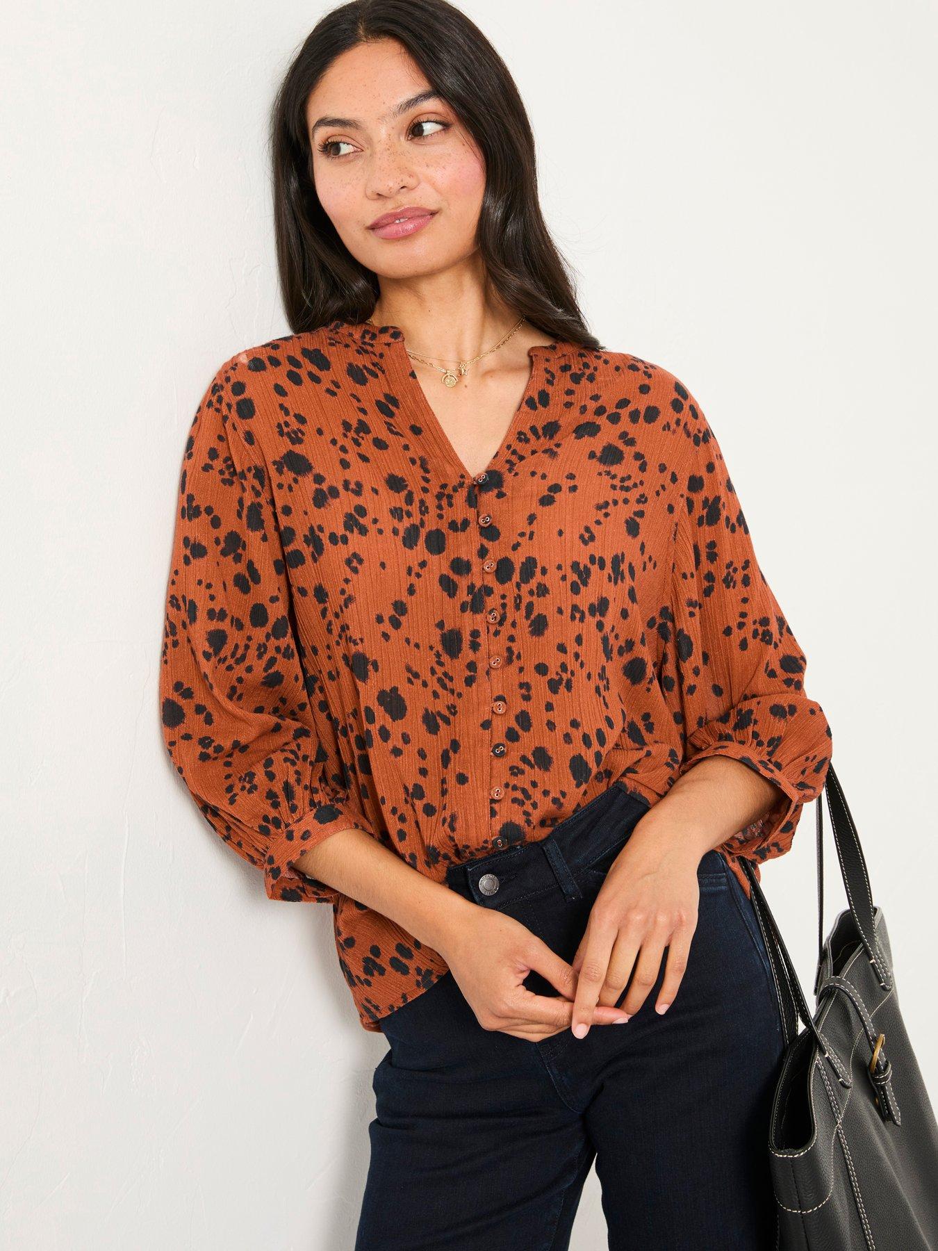 Image 3 of 5 of FatFace Beckett Animal Blouse - Tan Brown