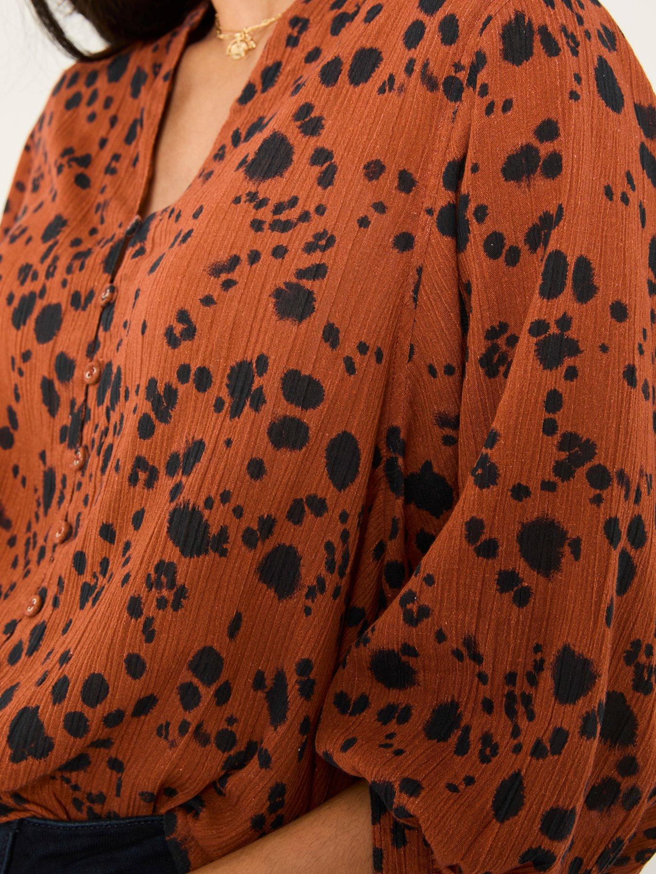 Image 4 of 5 of FatFace Beckett Animal Blouse - Tan Brown
