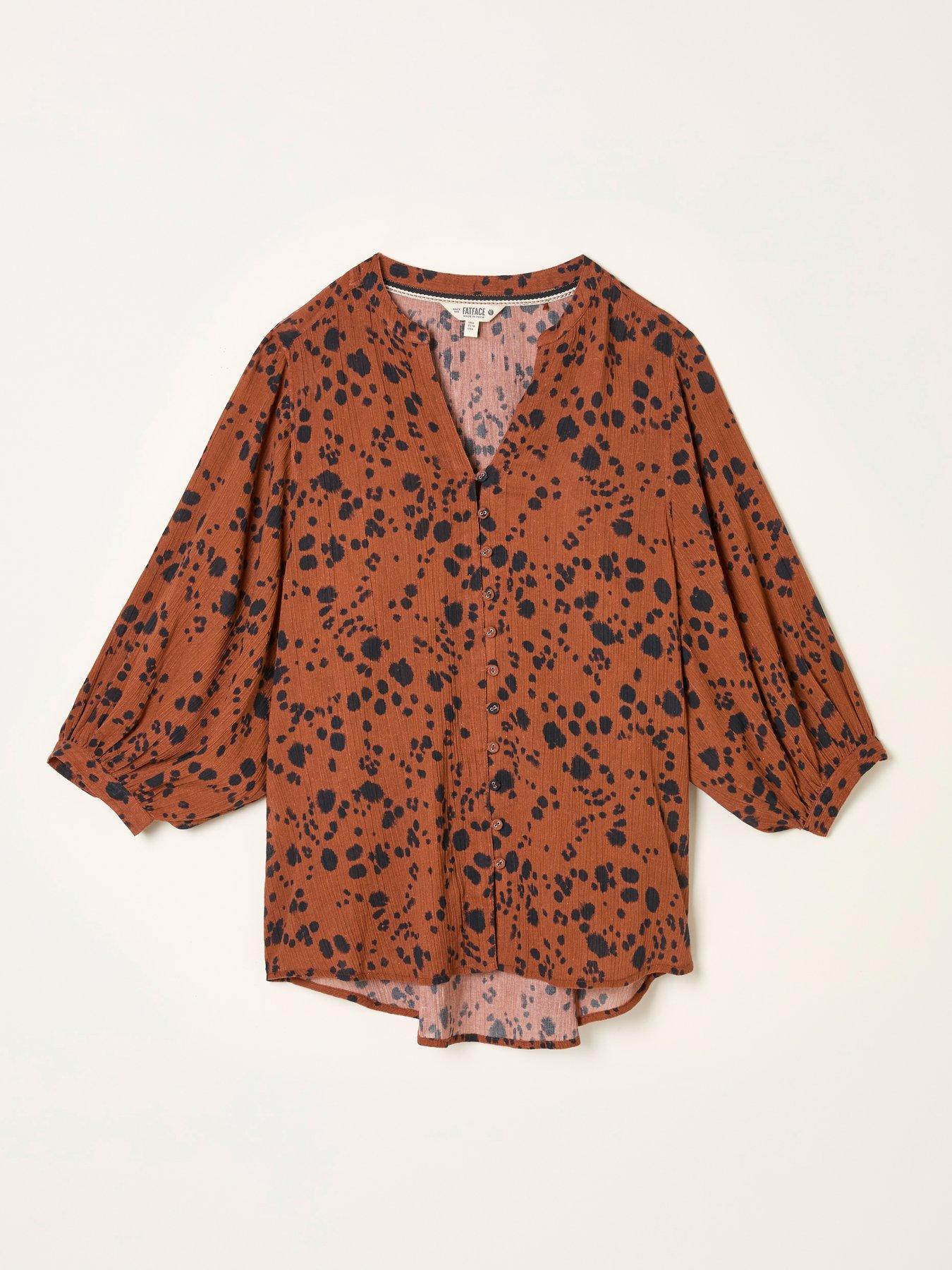 Image 5 of 5 of FatFace Beckett Animal Blouse - Tan Brown