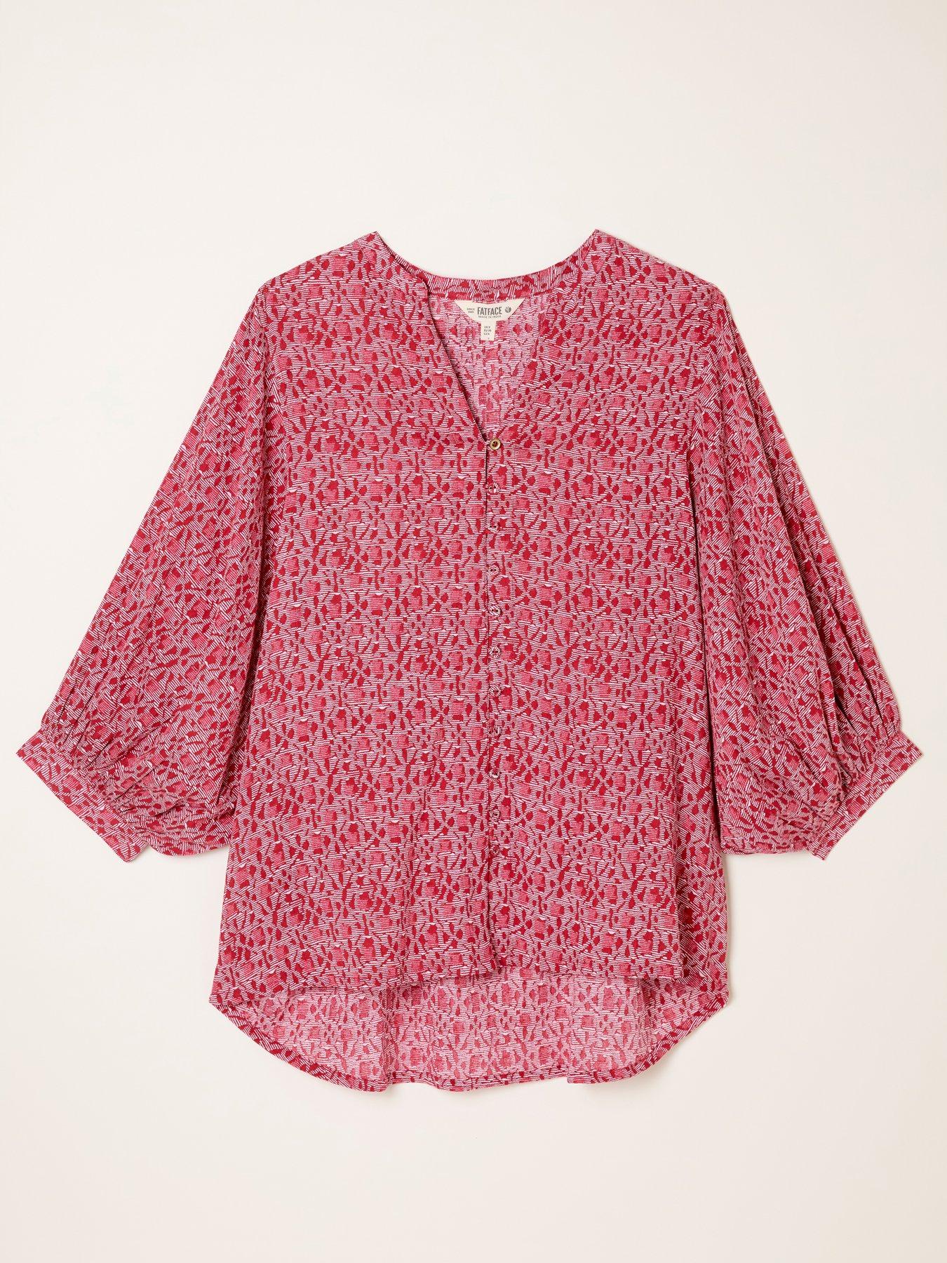 Image 5 of 5 of FatFace Beckett Tapestry Geo Blouse - Red