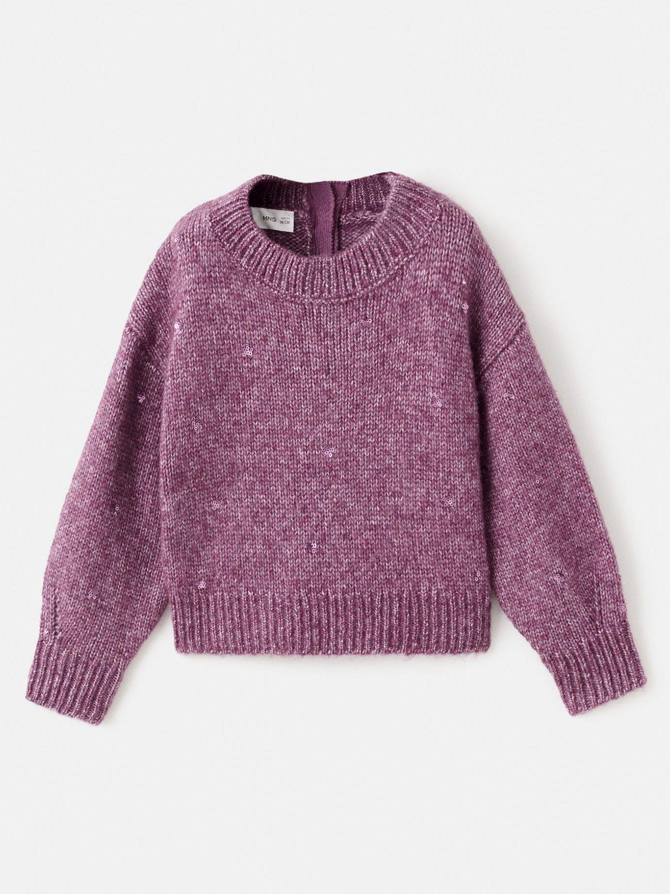 Mango Younger Girls Sequin Detail Knitted Jumper - Dark Pink