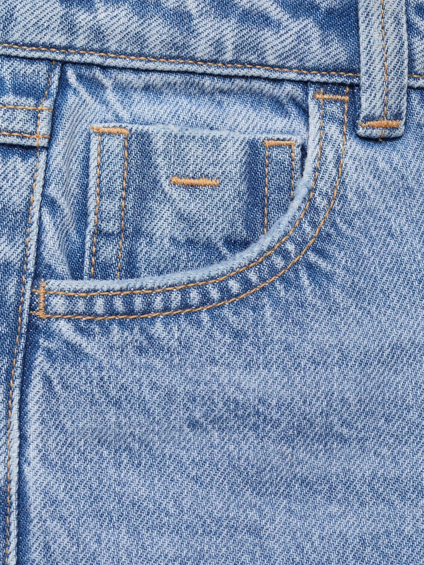 Image 4 of 4 of Mango Girls Star Back Detail Mom Jeans - Blue