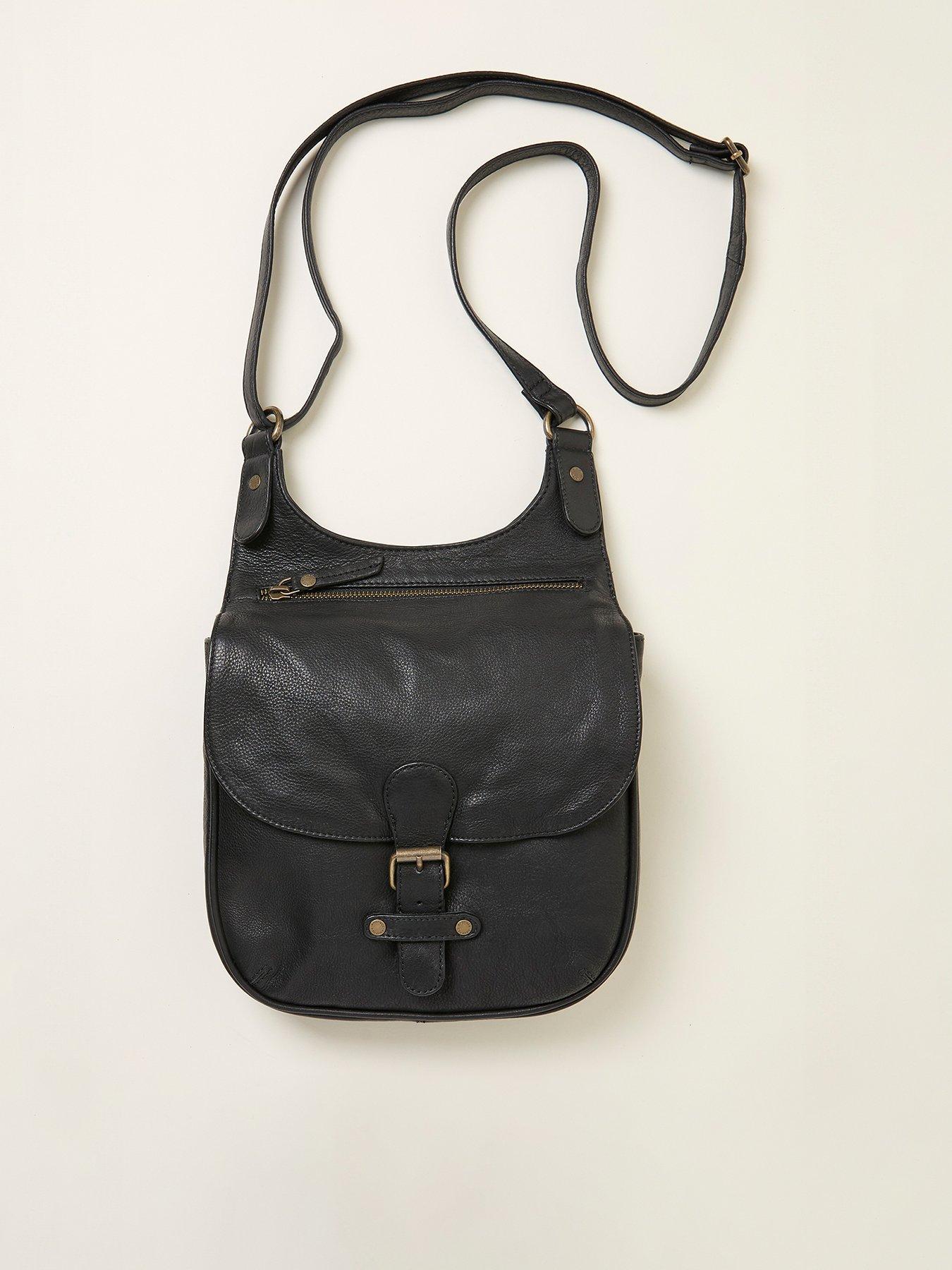FatFace Anna Black Oiled Crossbody Bag - Black