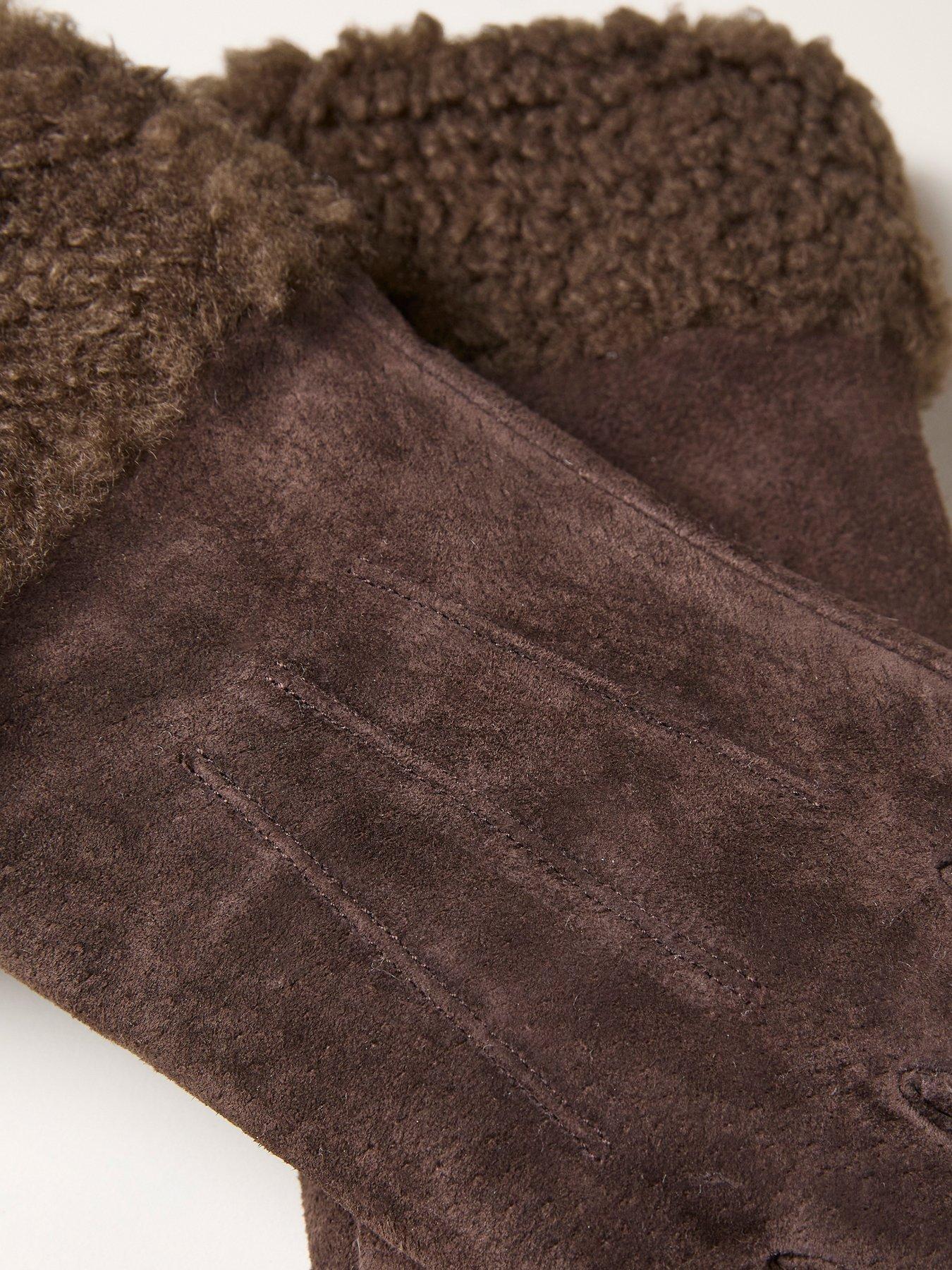 Image 2 of 2 of FatFace Suede Gloves - Chocolate Brown