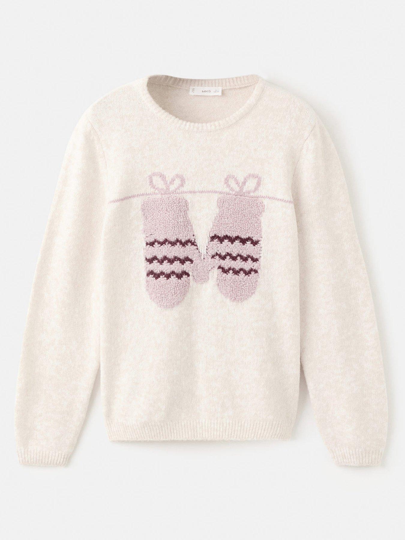 Mango Girls Mittens Knitted Jumper - Beige