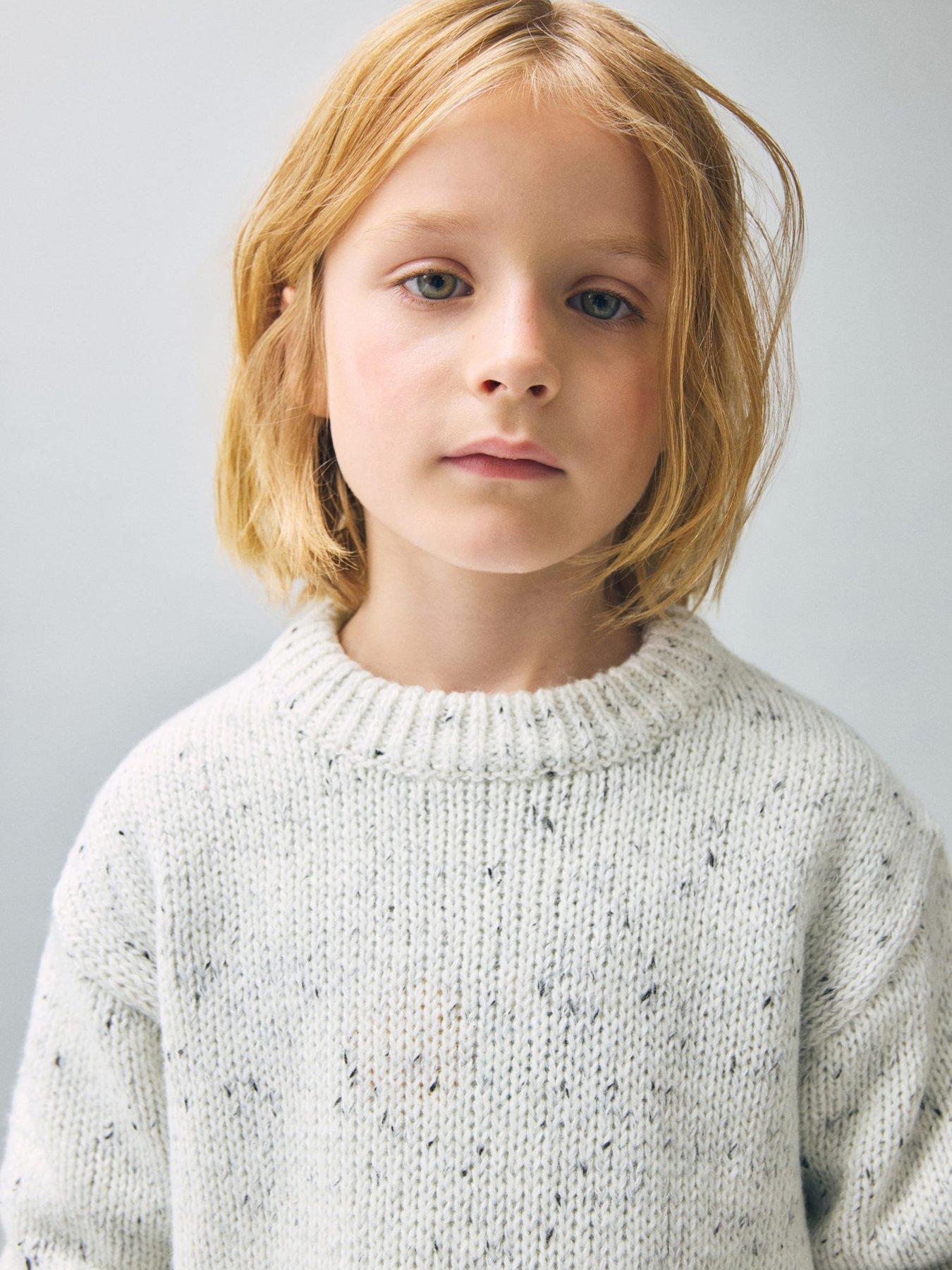 Mango Younger Boys Speckled Knitted Jumper - White