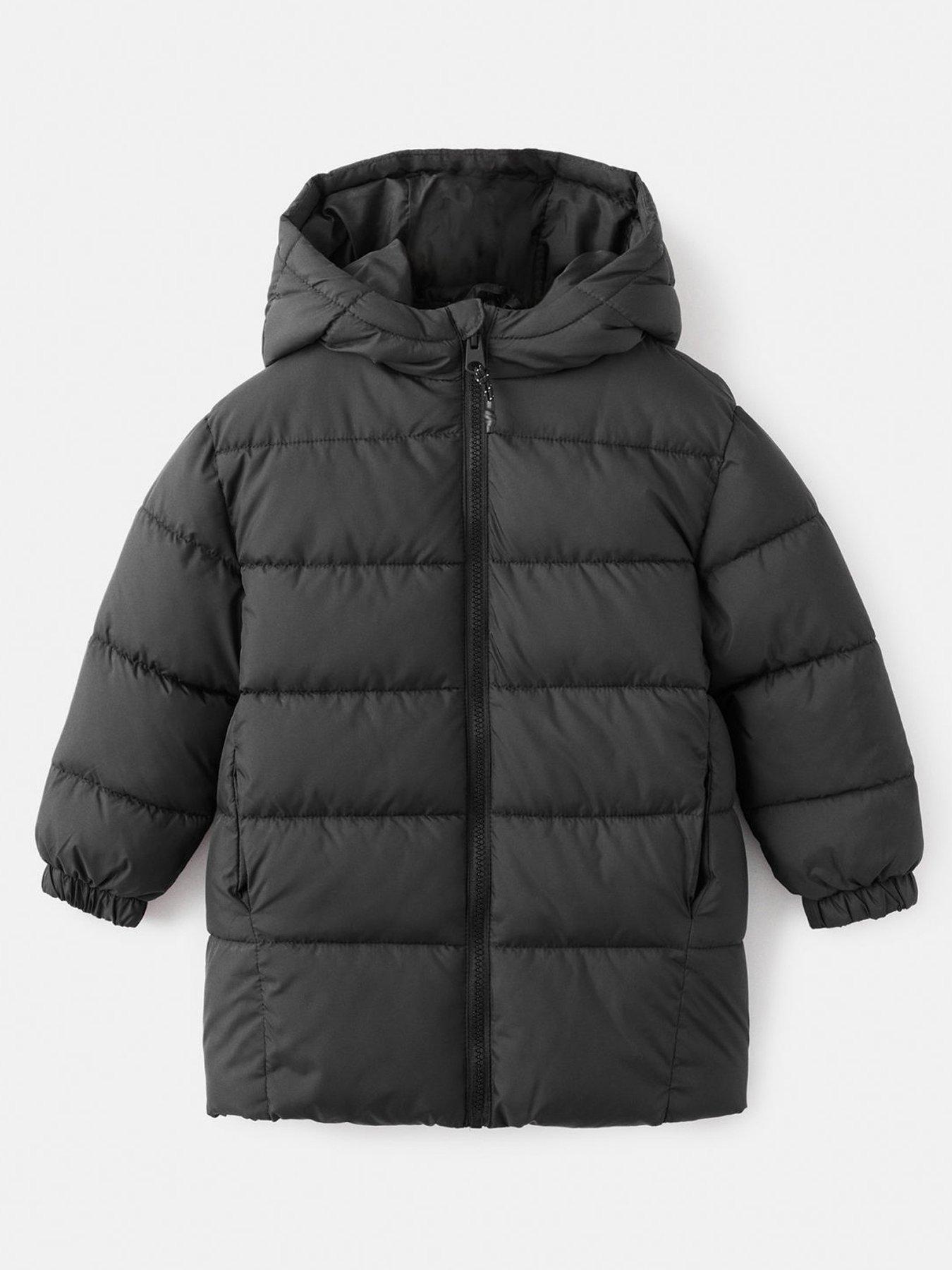 Mango Younger Boys Longline Padded Coat - Black