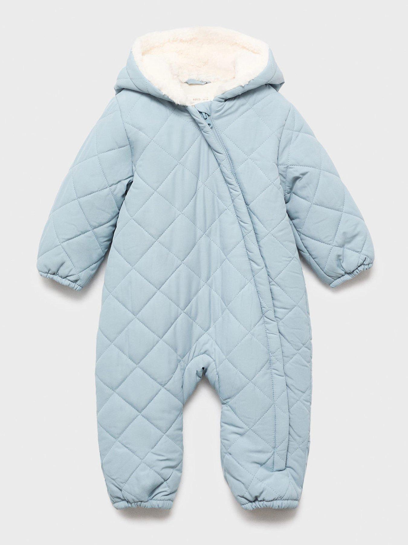 Mango Baby Boys Quilted Pramsuit - Light Blue