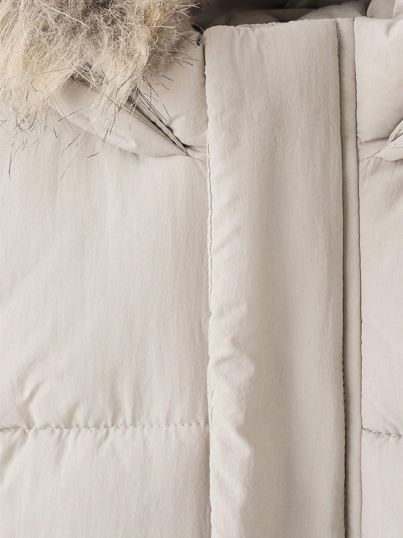 Image 4 of 4 of Mango Younger Boys Faux Fur Trim Padded Coat - Beige