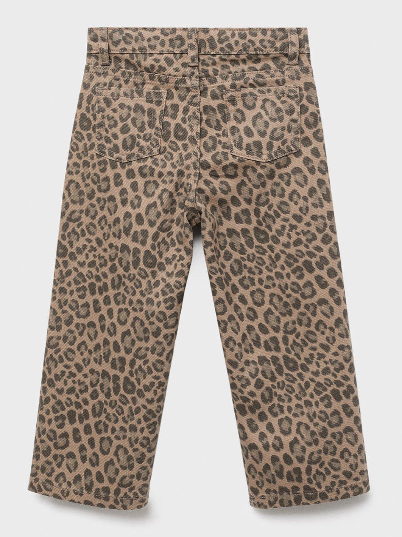 Image 2 of 4 of Mango Younger Girls Leopard Print Jeans - Brown