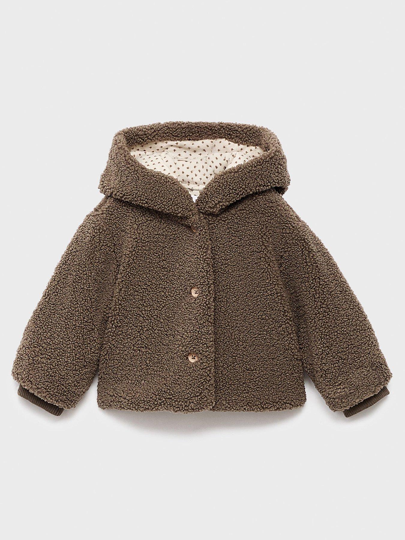 Image 1 of 4 of Mango Baby Boys Borg Hooded Jacket - Brown