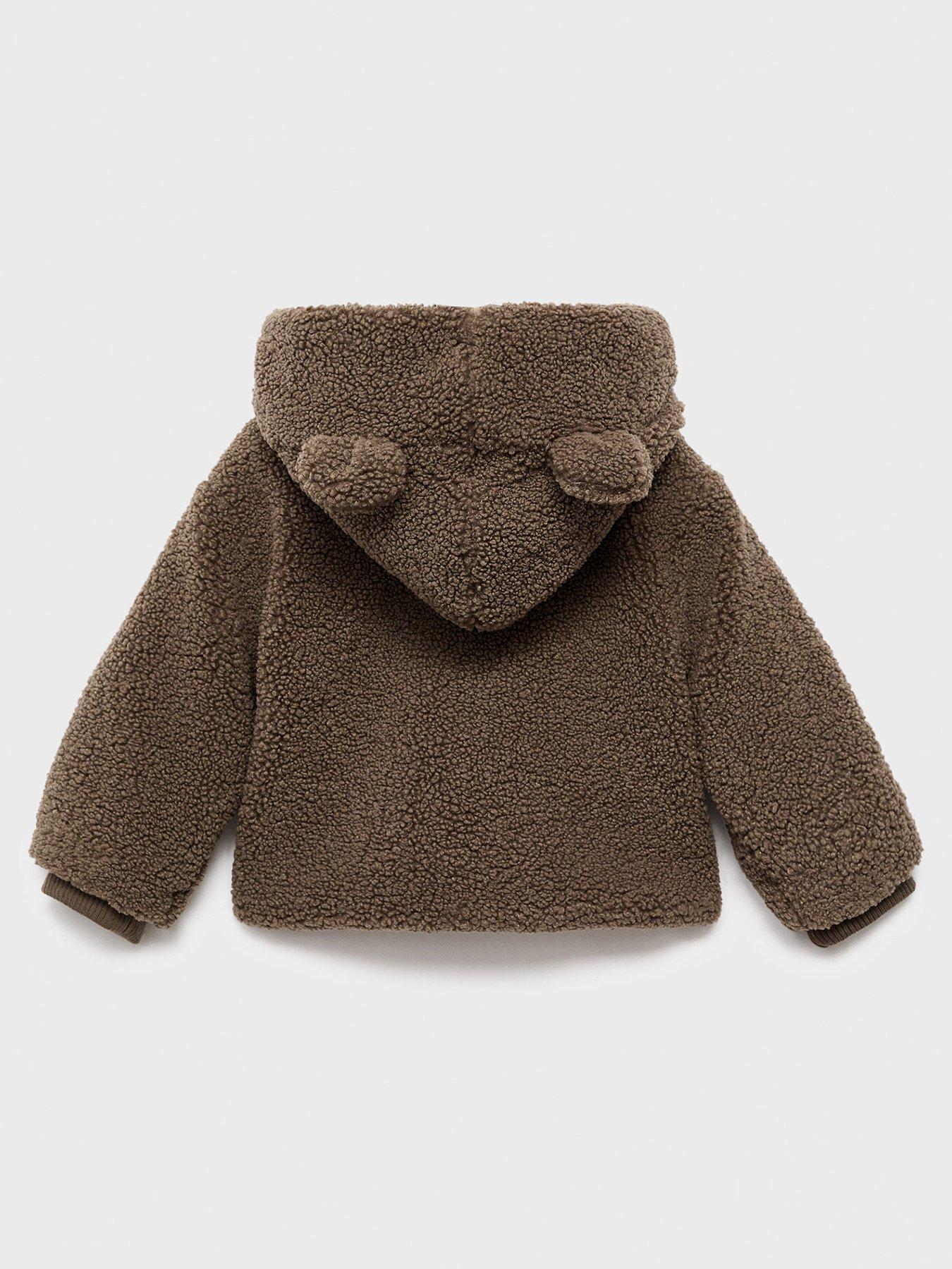 Image 2 of 4 of Mango Baby Boys Borg Hooded Jacket - Brown