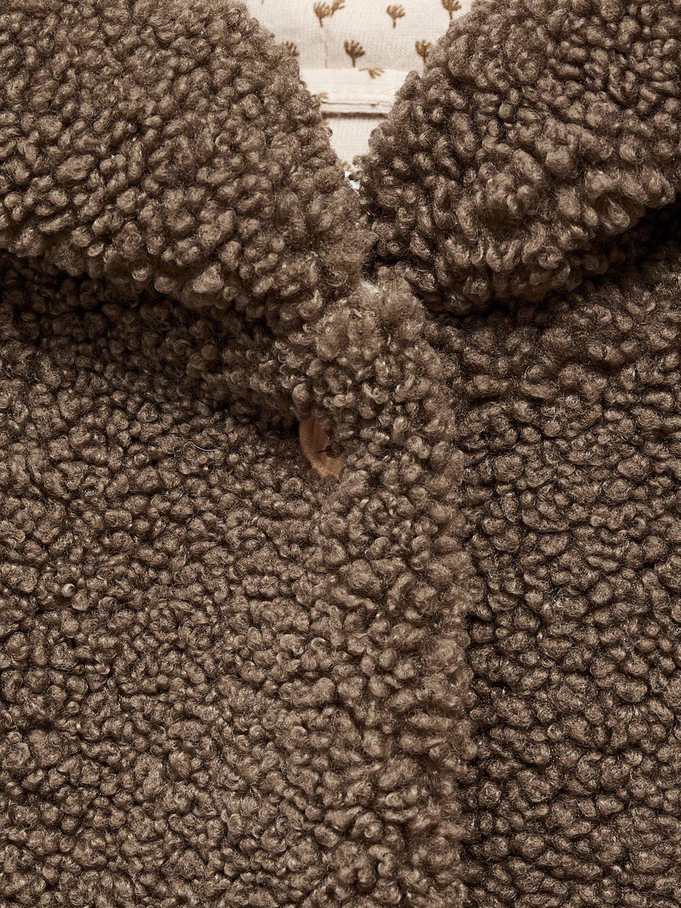 Image 4 of 4 of Mango Baby Boys Borg Hooded Jacket - Brown