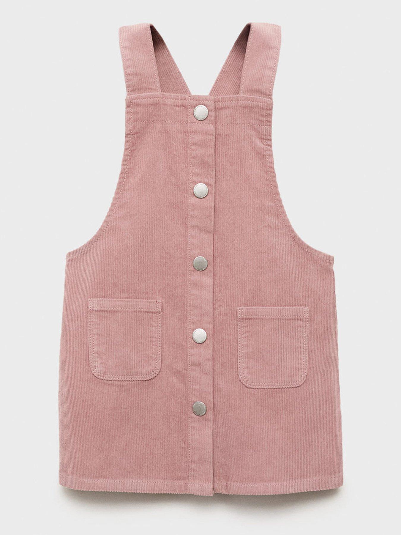 Mango Younger Girls Cord Pinny - Light Pink