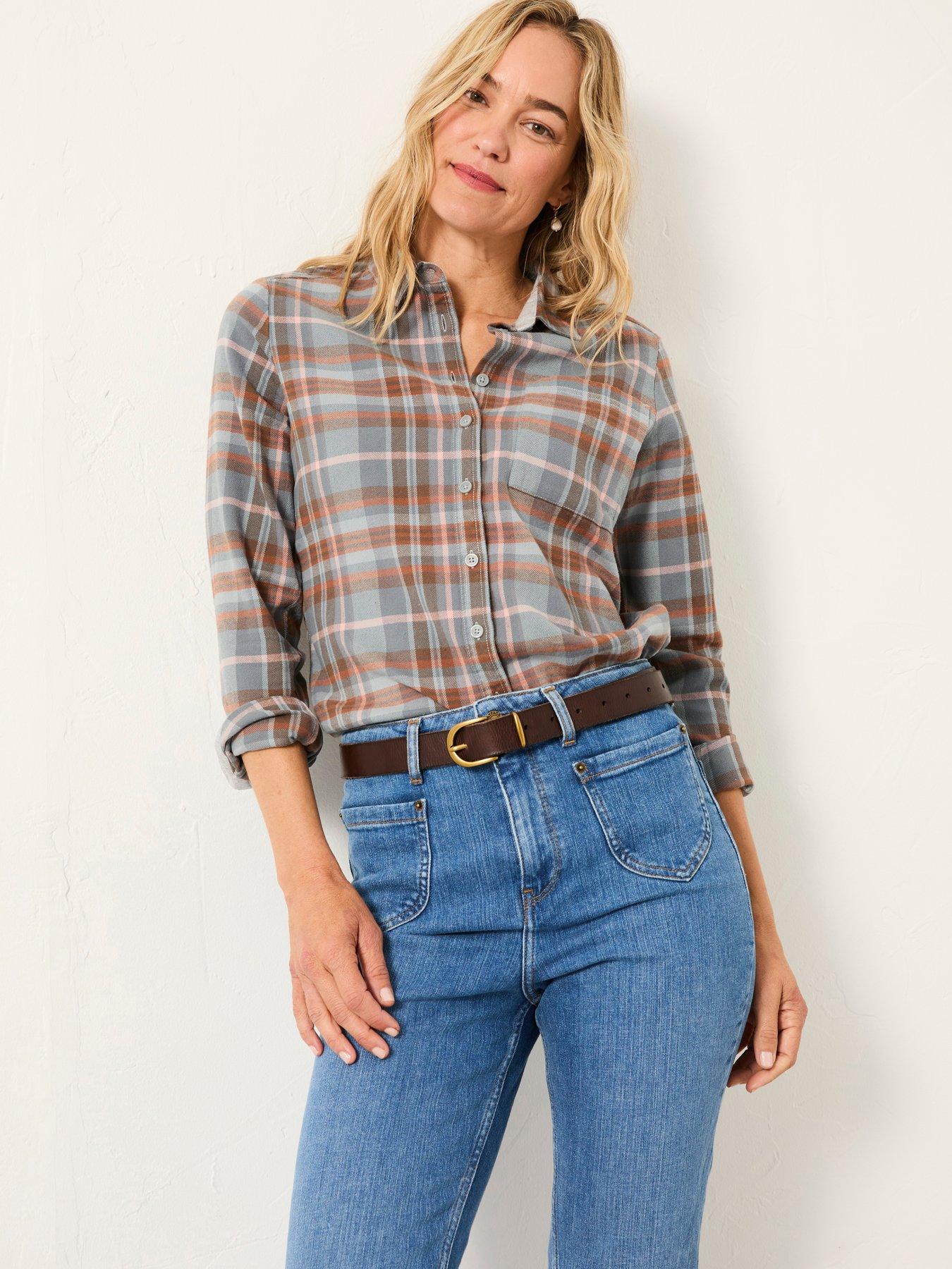 FatFace Olivia Check Shirt - Blue