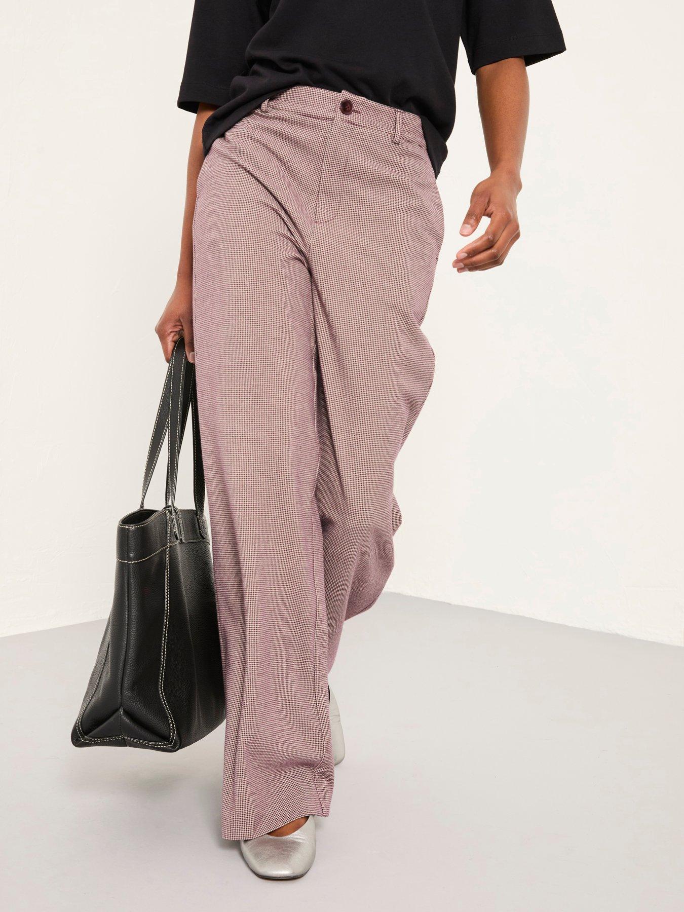 FatFace Presley Dog Tooth Wide Leg Trouser - Brown